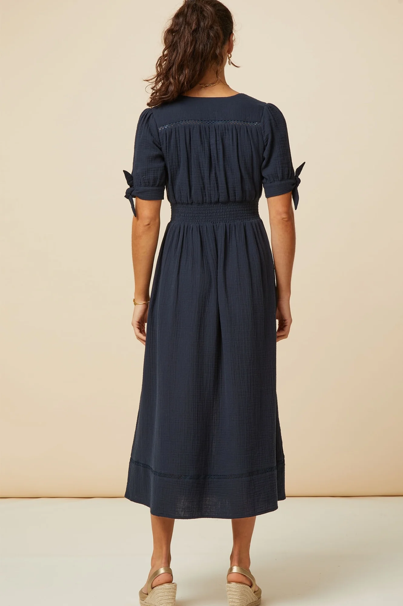 Olga Cheesecloth Dress | Navy