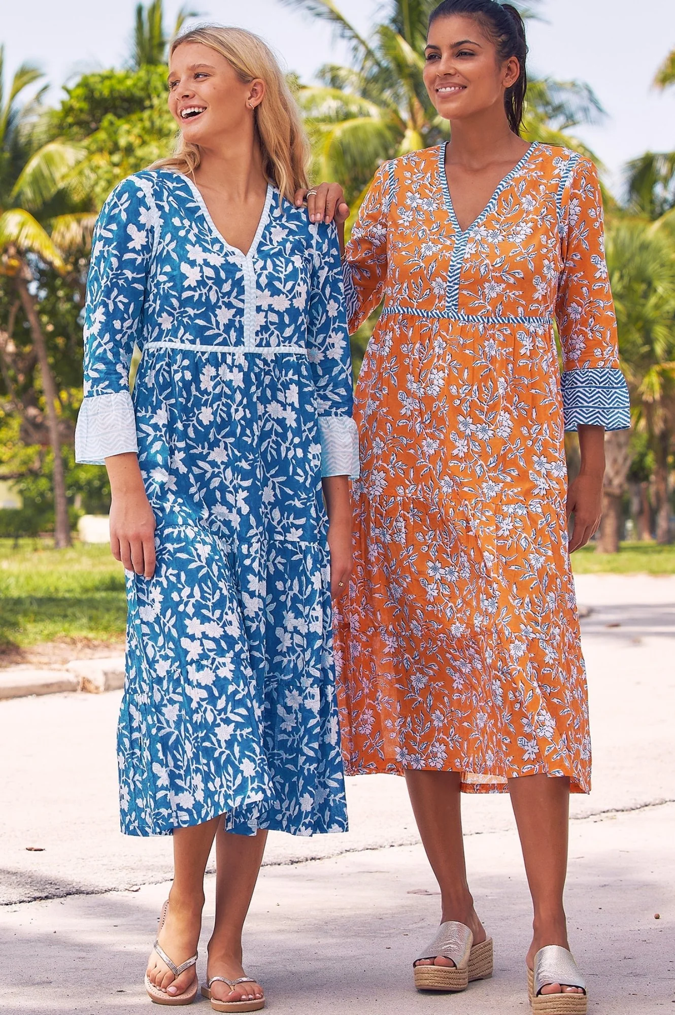 Hayden Block Print Dress | Japanese Cobalt