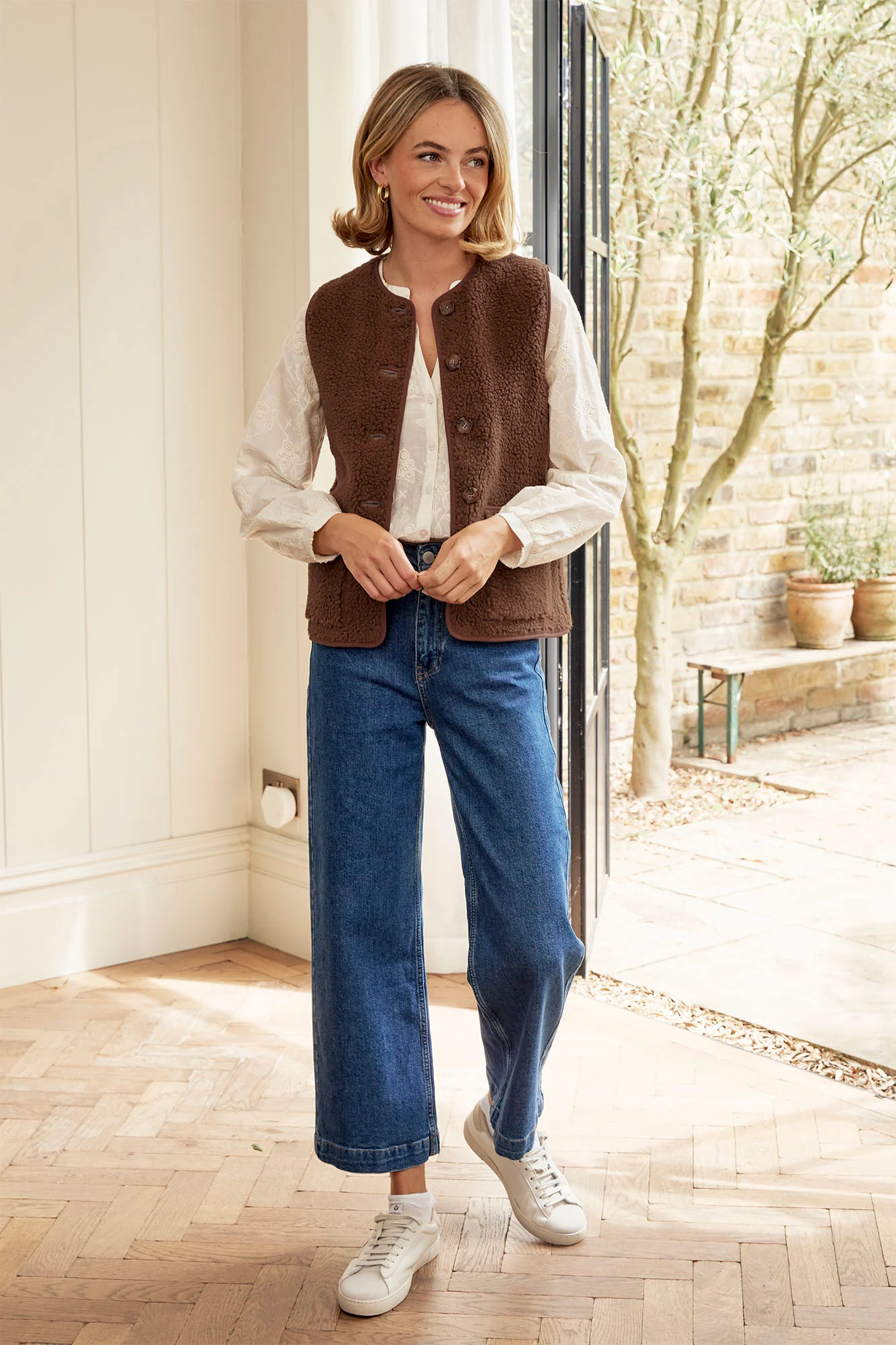 Borg Wool Blend Gilet | Chocolate