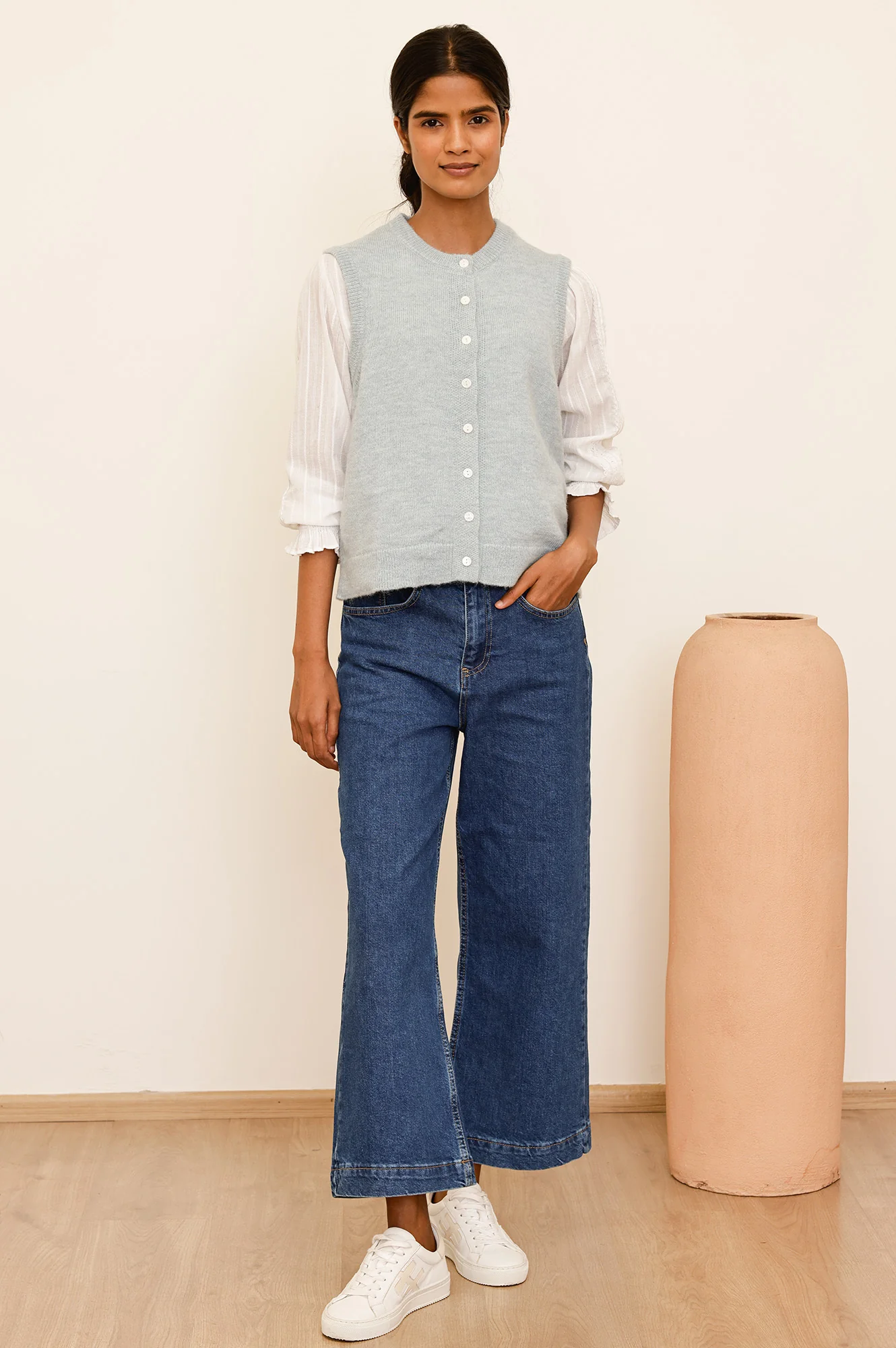 Alpaca Blend Gilet | Dusty Blue