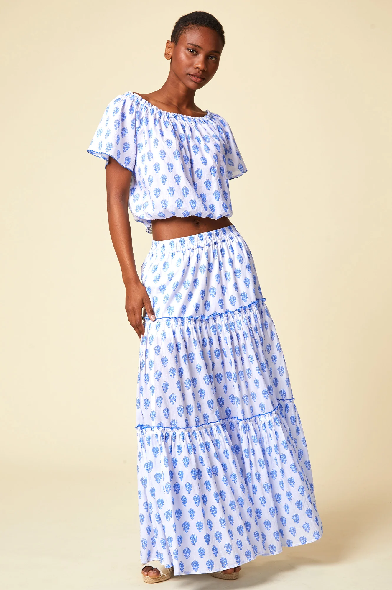 Ilana Organic Cotton Top | White/Blue