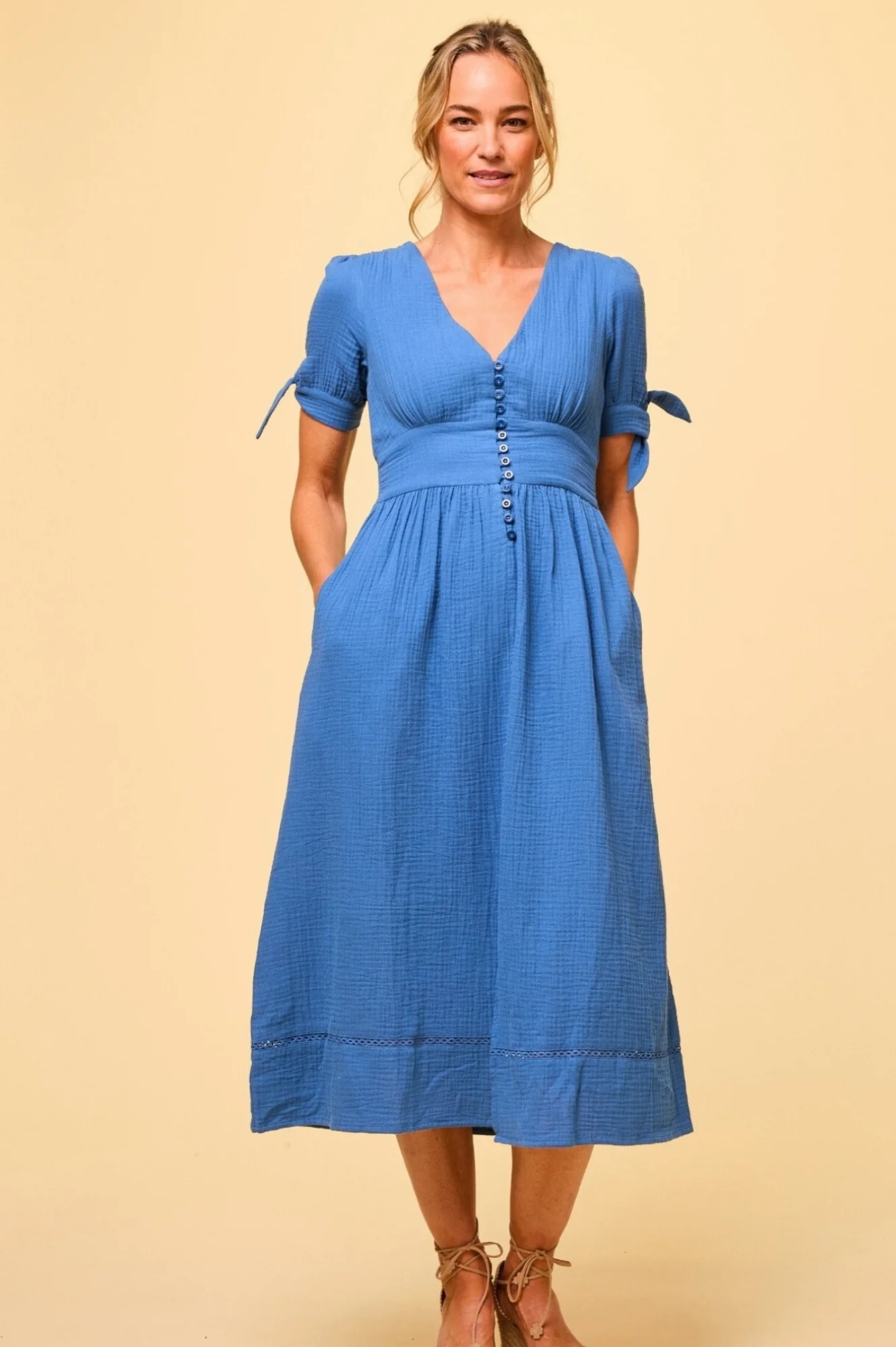 Olga Cheesecloth Dress | Marina Blue