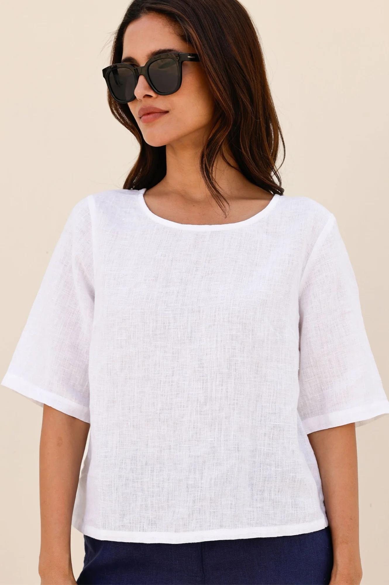 Linen Shell Top | White