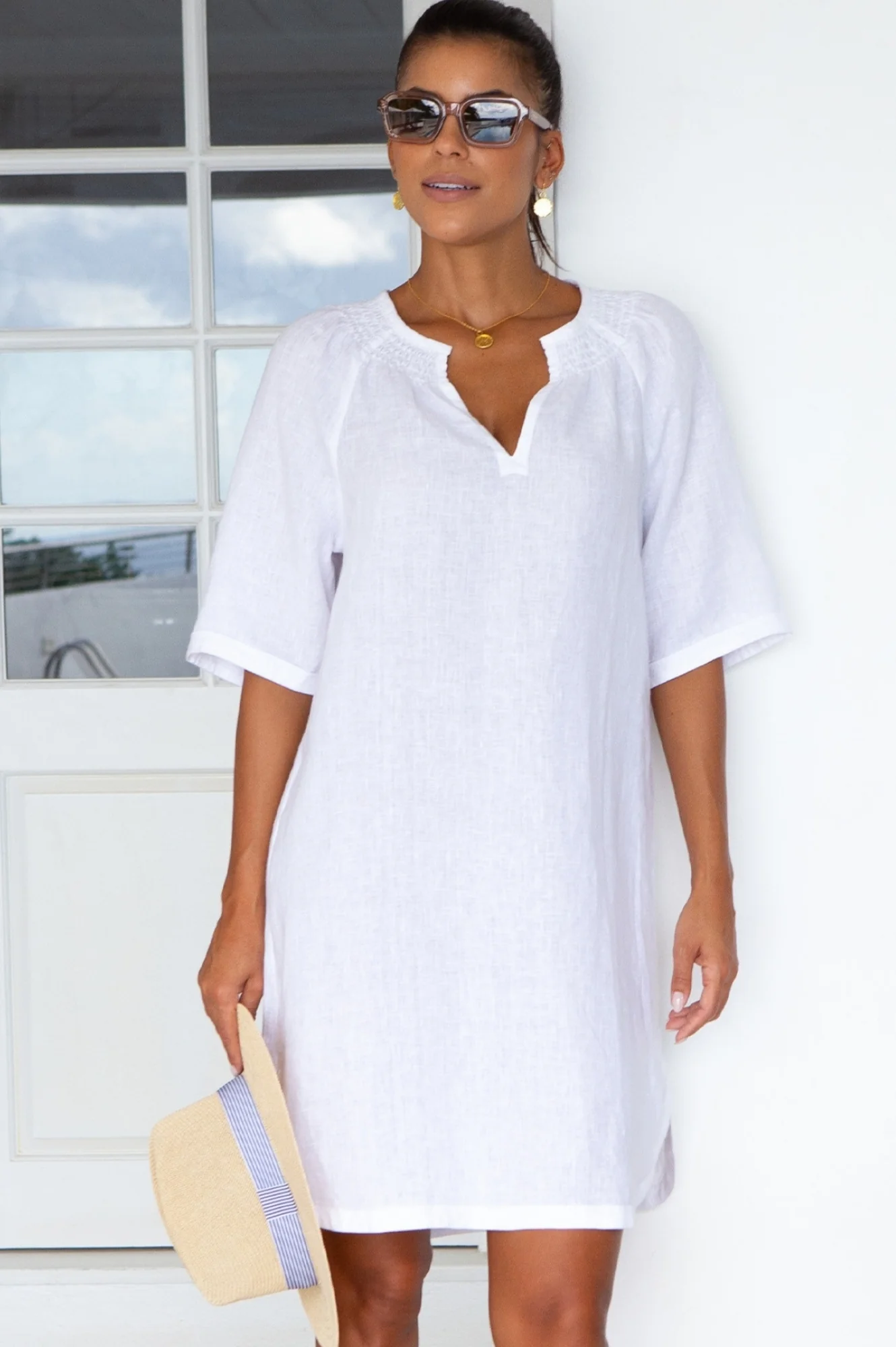 Paxos Linen Dress | White