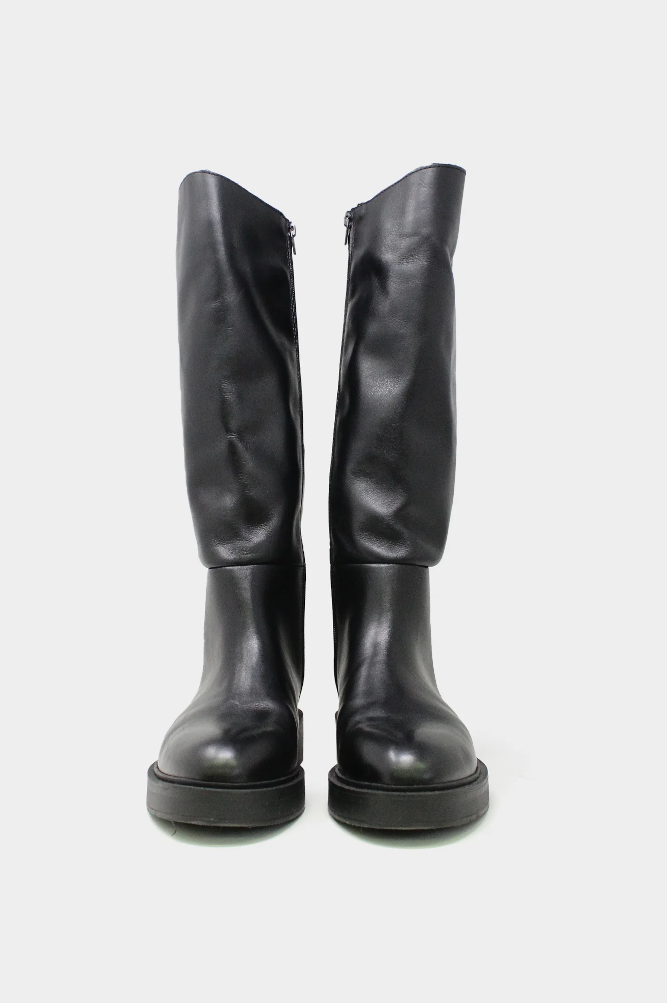 ALPE Leather Knee High Flat Boots | Black
