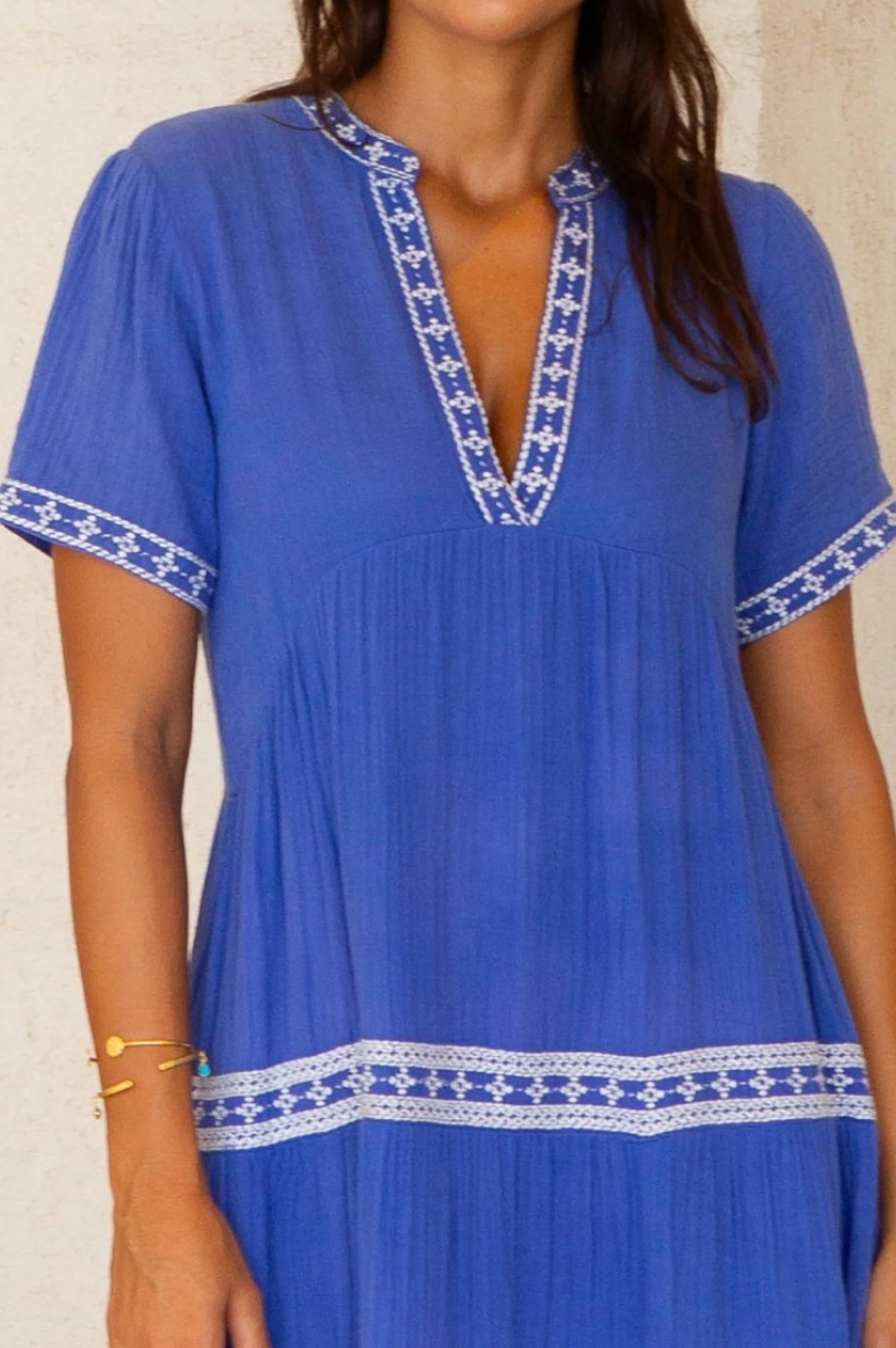 Meredith Organic Cotton Dress | Dazzling Blue/White