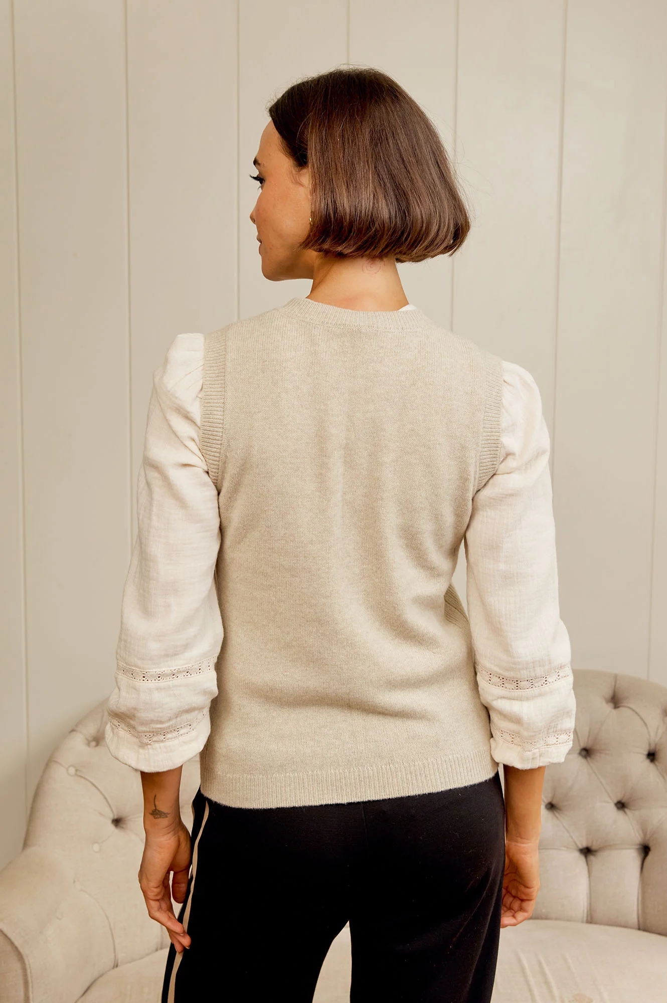 Crew Neck Rib Tank | Taupe