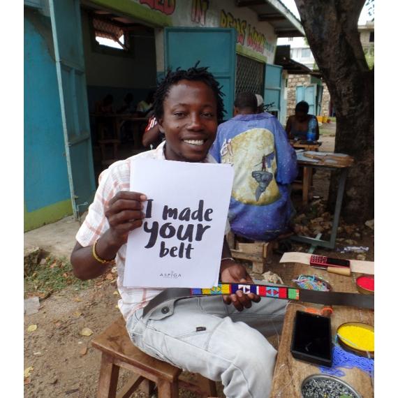 Full Beaded Leather Belt | Bronze/Bullet