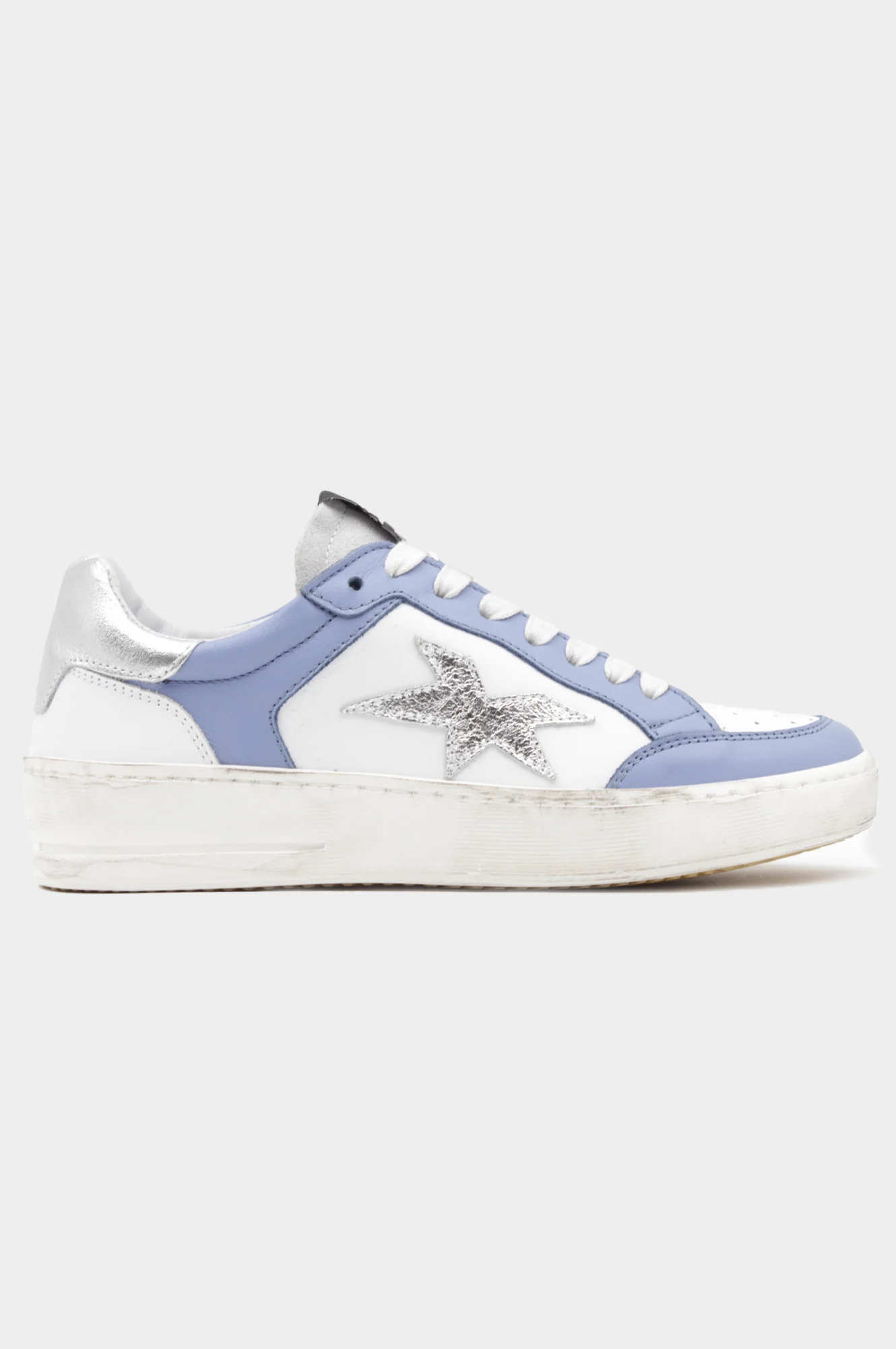MELINE Vintage Effect Star Trainers | Blue/White