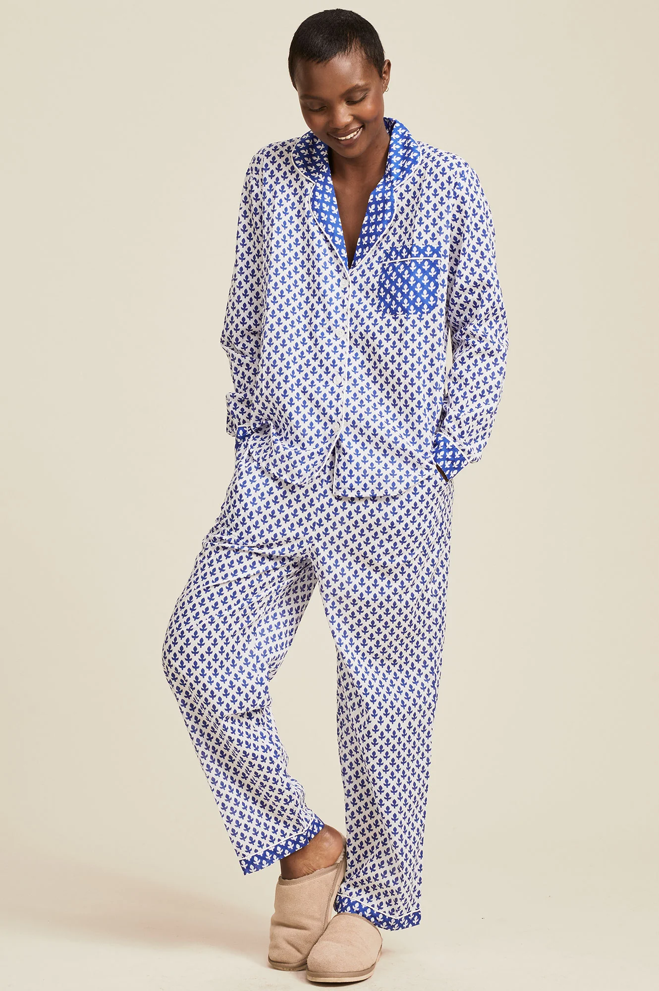 Pyjama Set | Leaf White/Blue