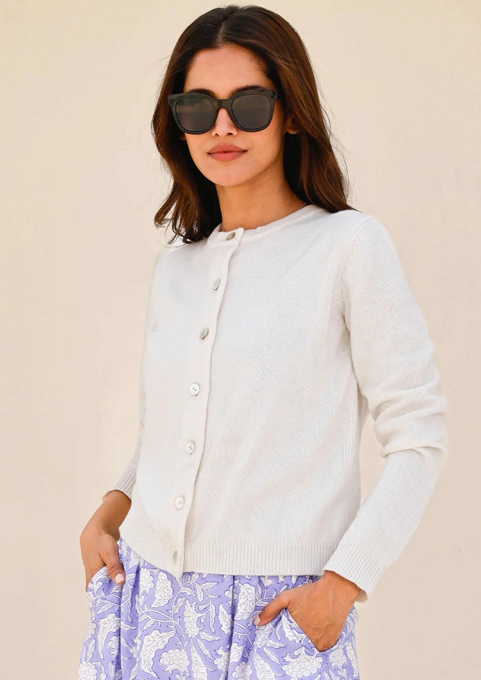 Merino Wool Classic Cardigan | Ivory