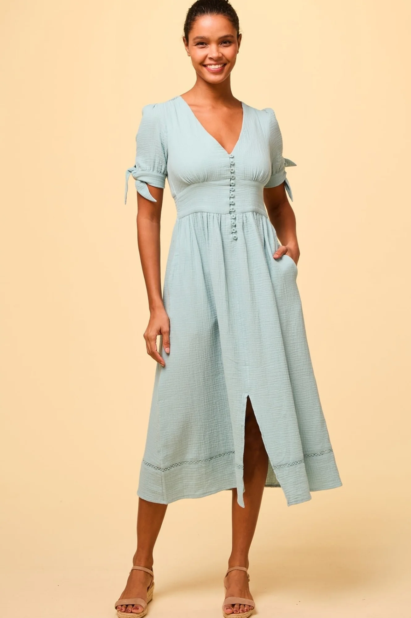 Olga Cheesecloth Dress | Aqua