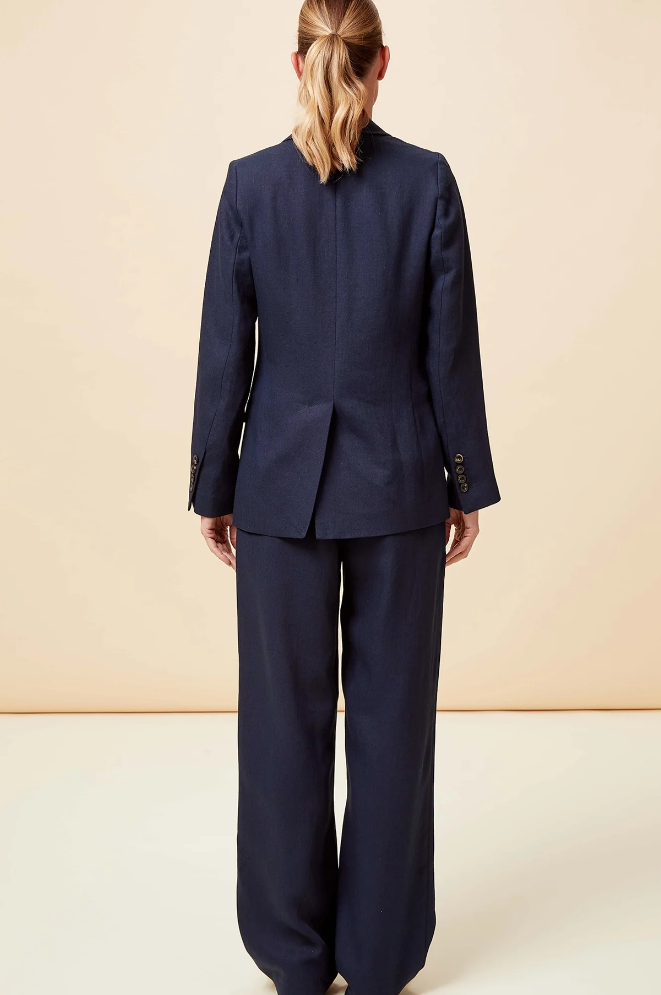 Linen Blend Blazer | Navy