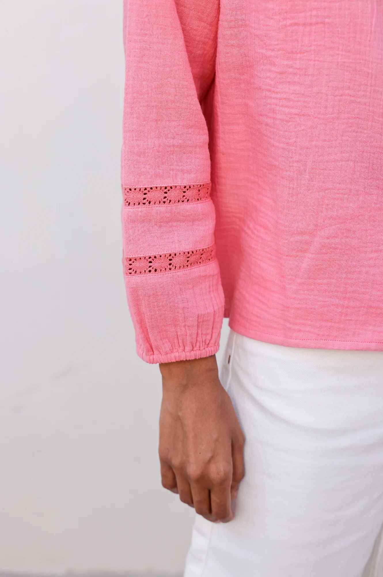 Mina Organic Cotton Cheesecloth Blouse | Pink Lemonade