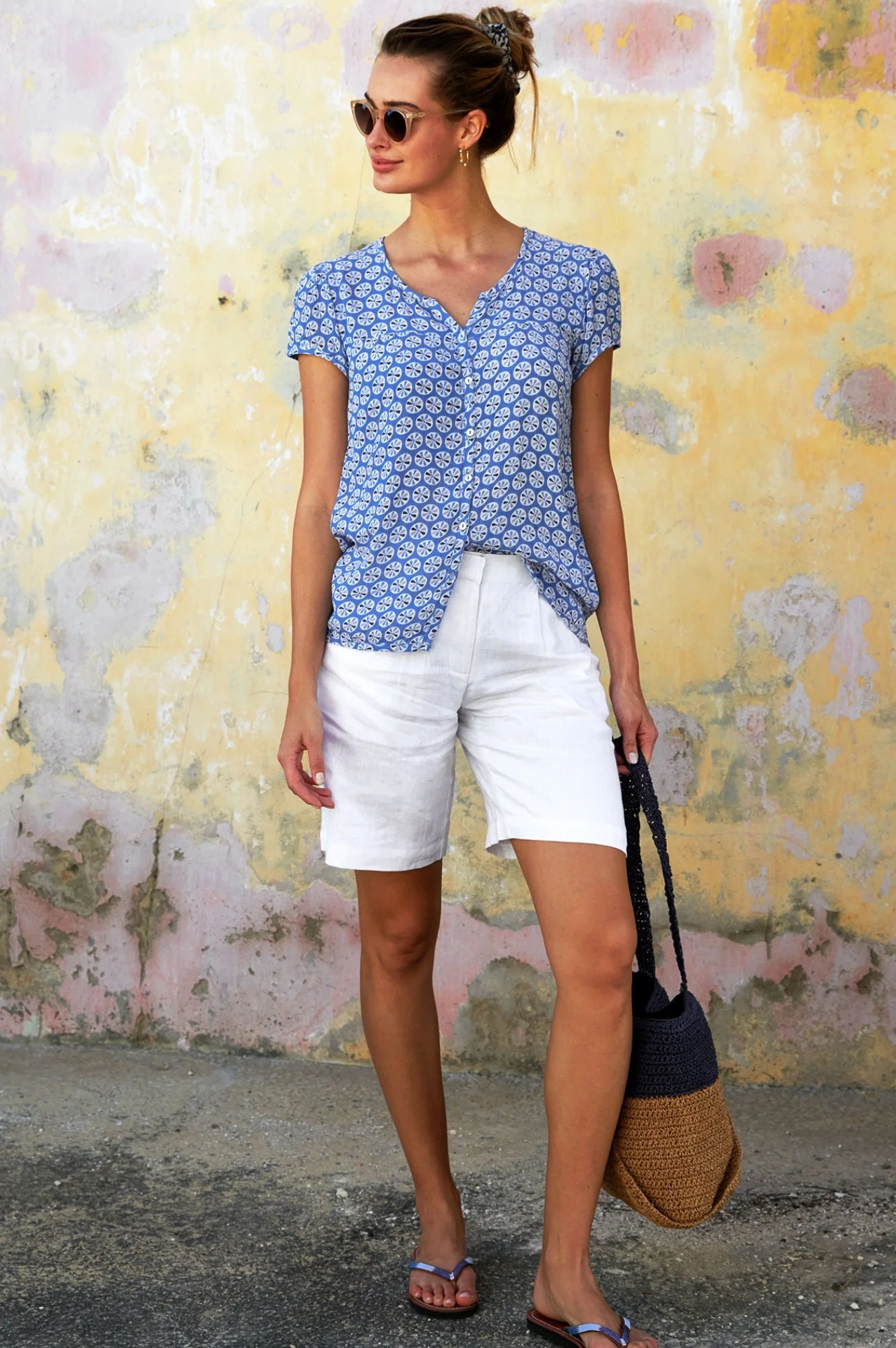 Alexandra Long Linen Shorts | White