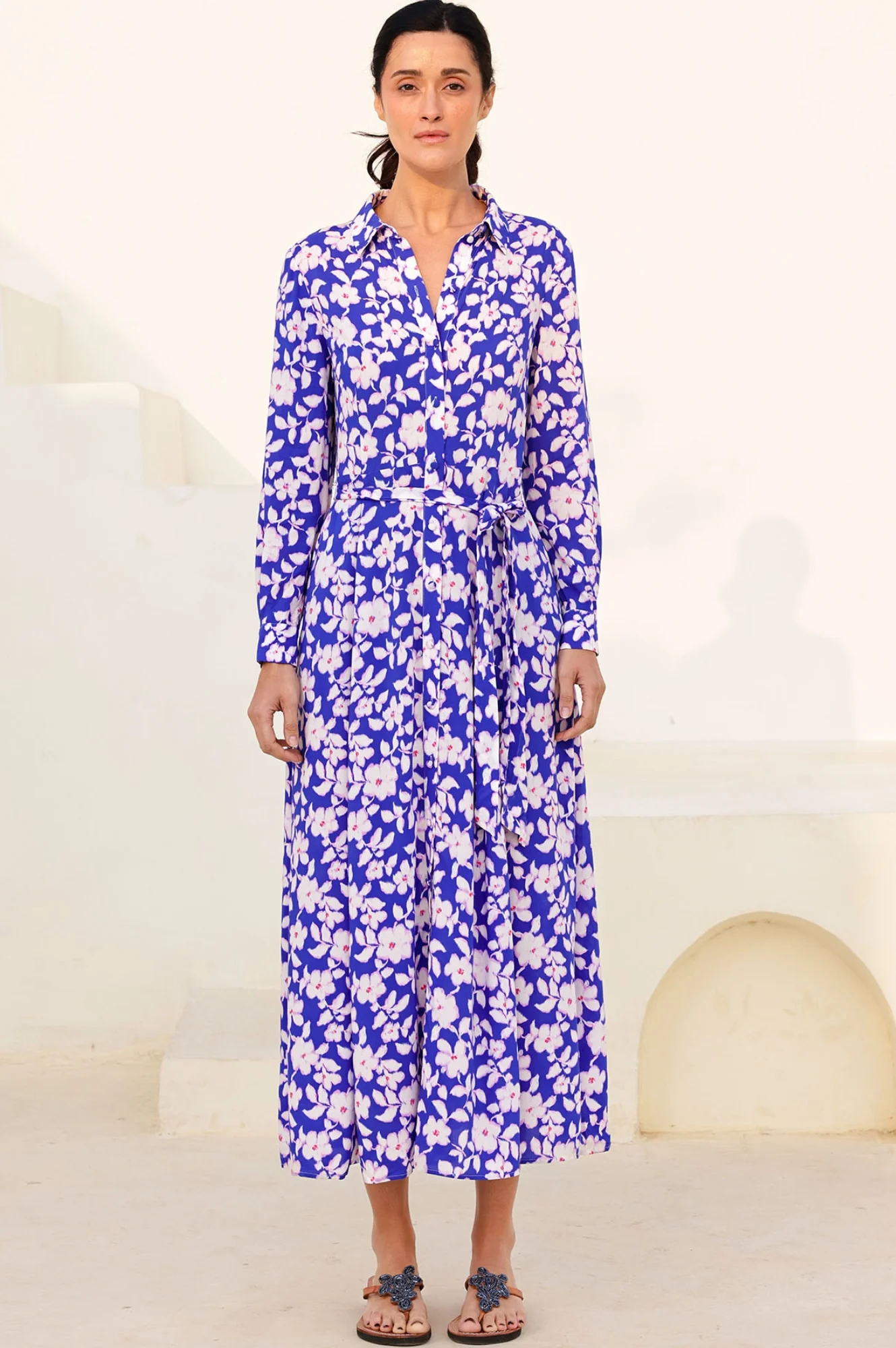 Eliza EcoVero™ Shirt Dress | Blossom Cobalt/Pink
