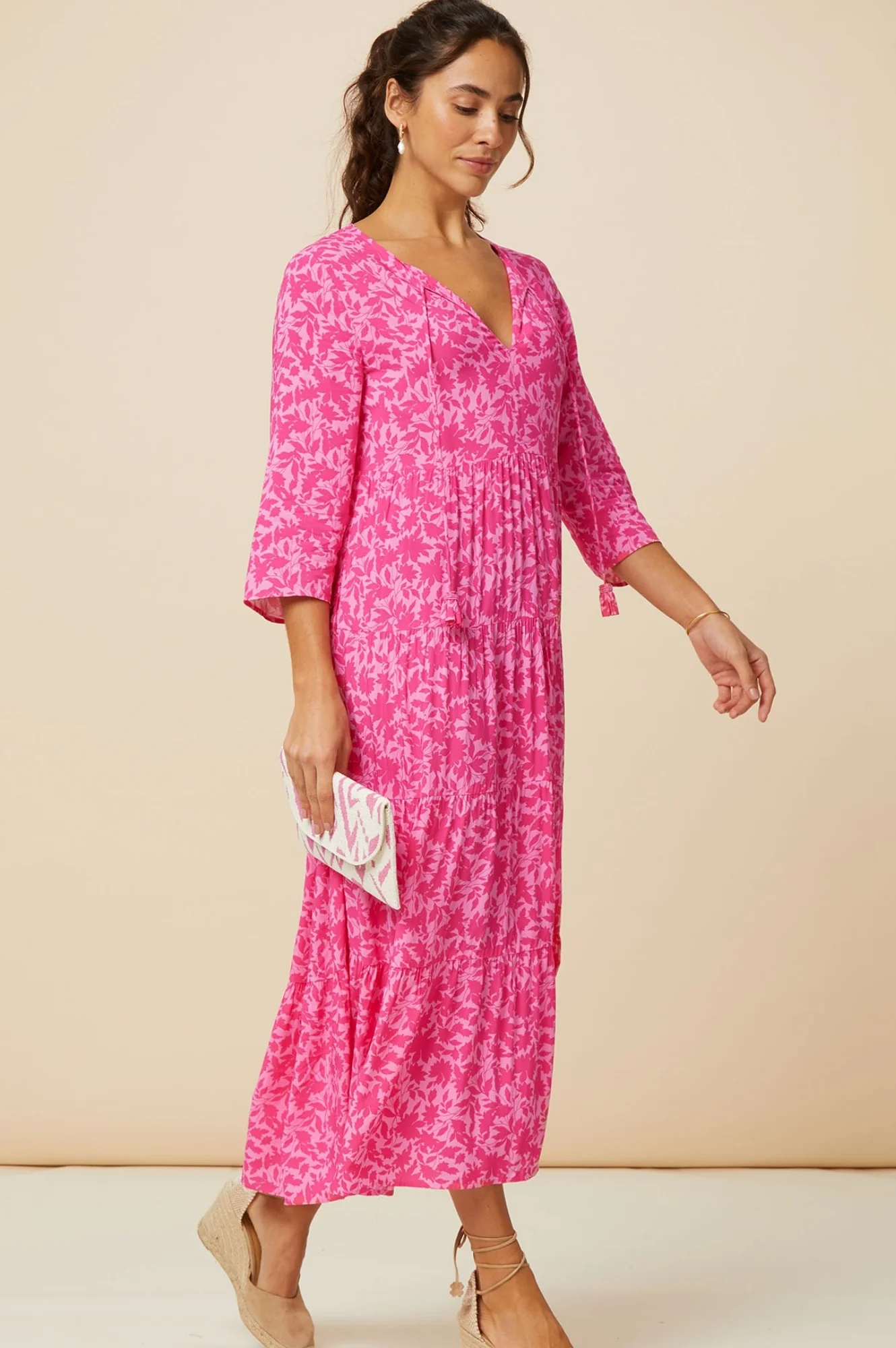 Emma EcoVero™ Midi Dress | Pink/Pink