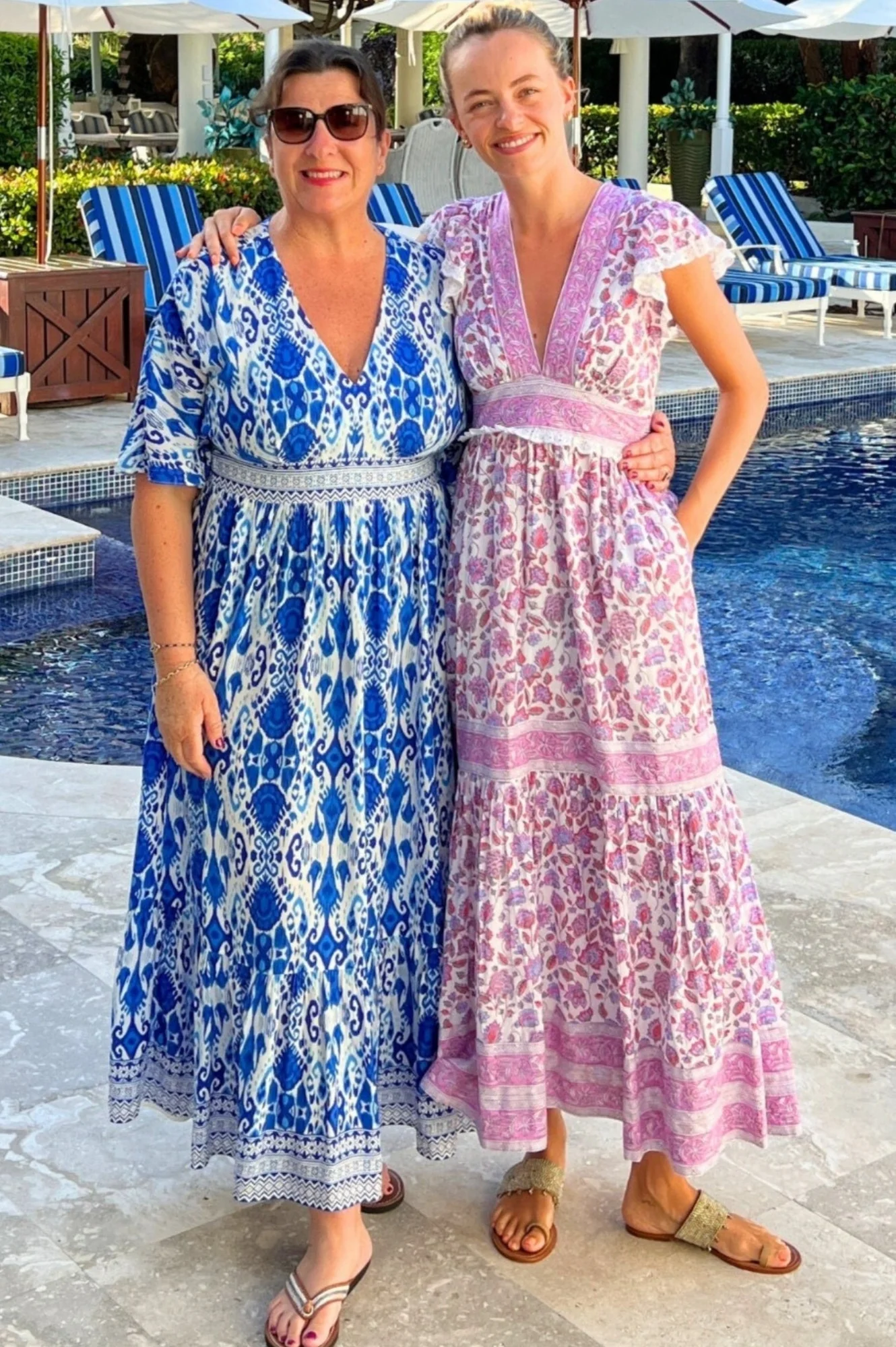 Pippa Block Print Dress | Garden Jaal Pink/White