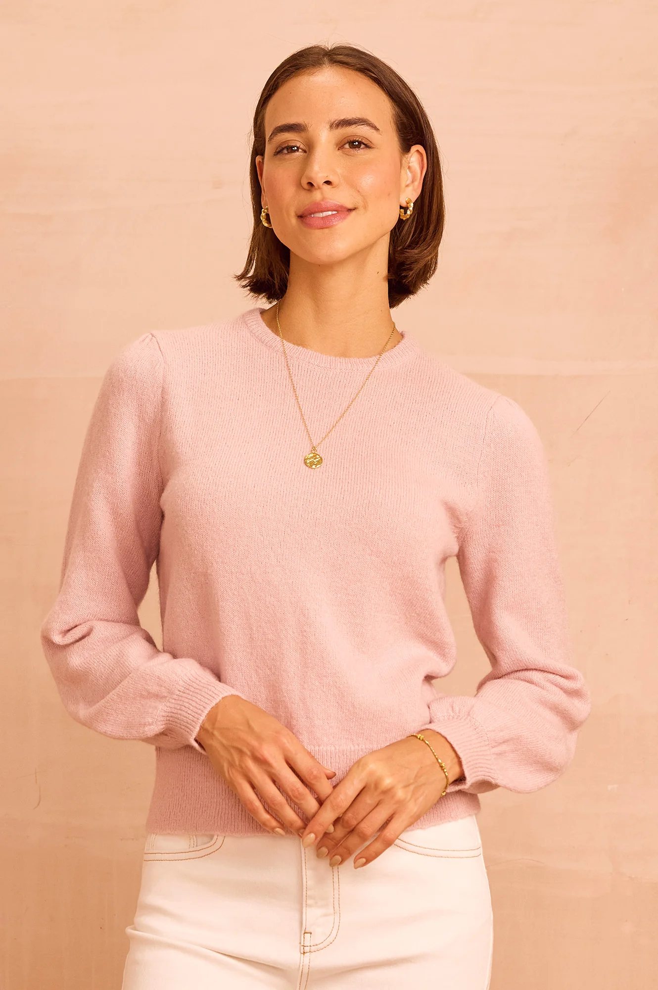 Alpaca Blend Puff Sleeve Jumper | Dusty Pink