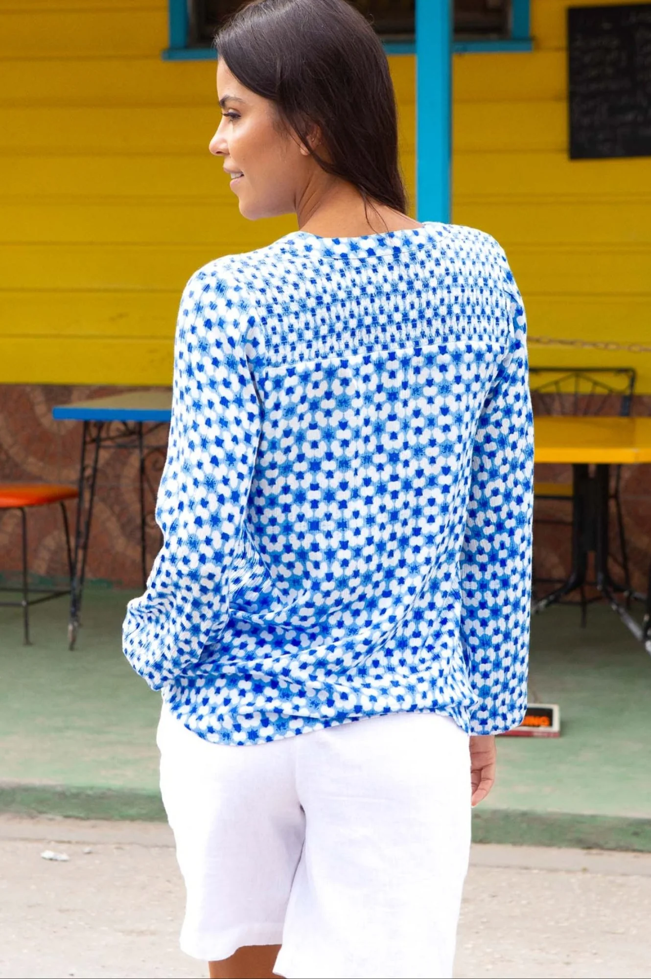 Clea Blouse | Maui Blue/White
