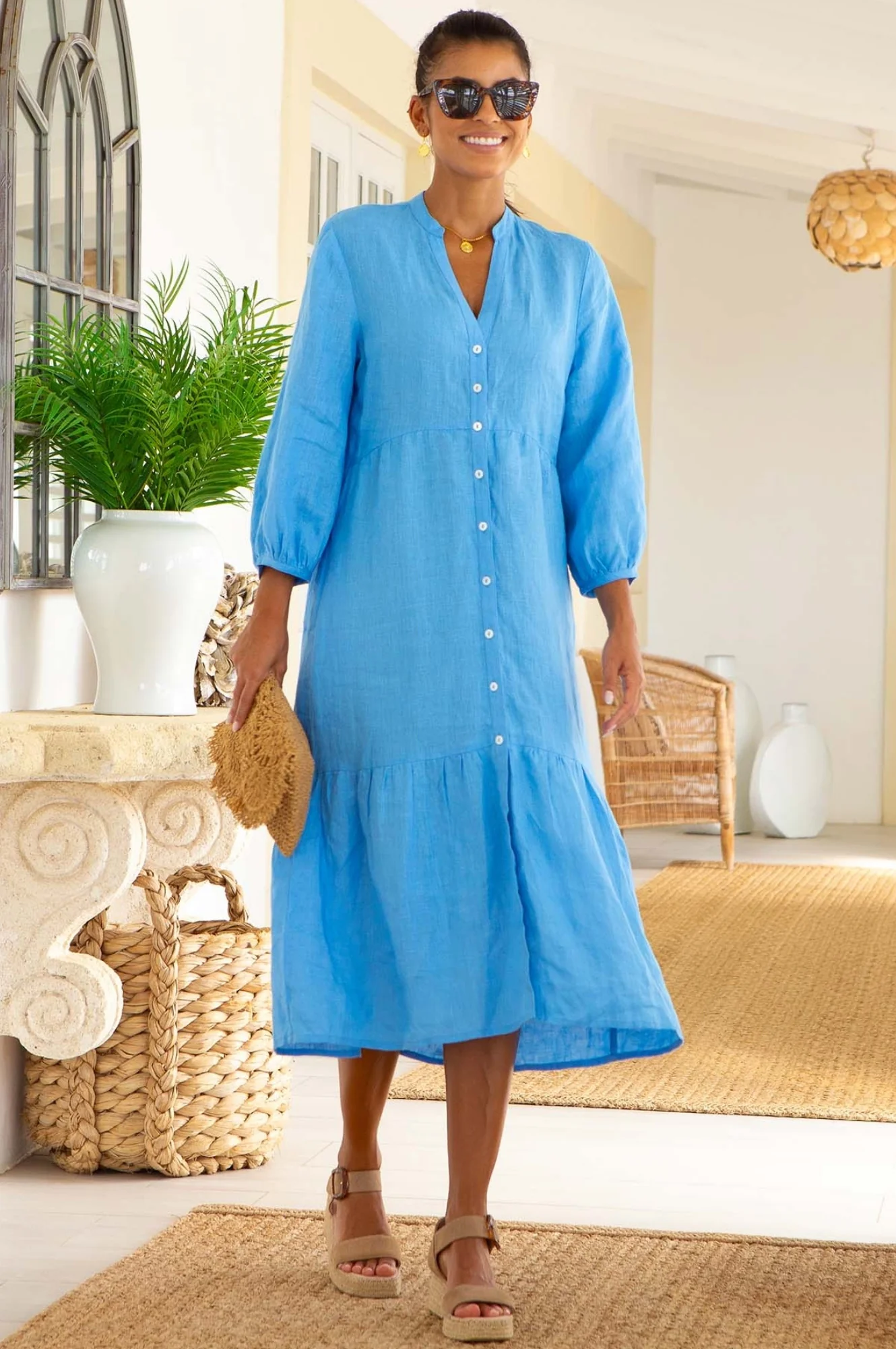 Charlotte Linen Dress | Cornflower