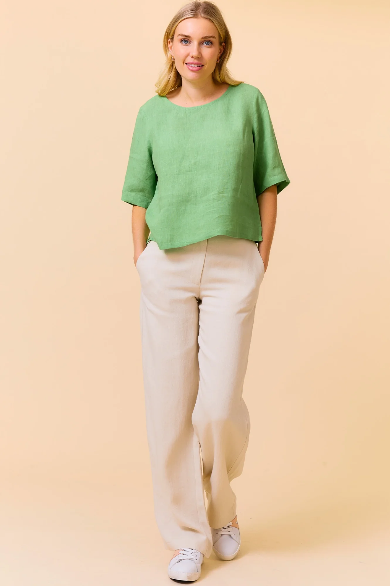 Linen Shell Top | Leaf Green