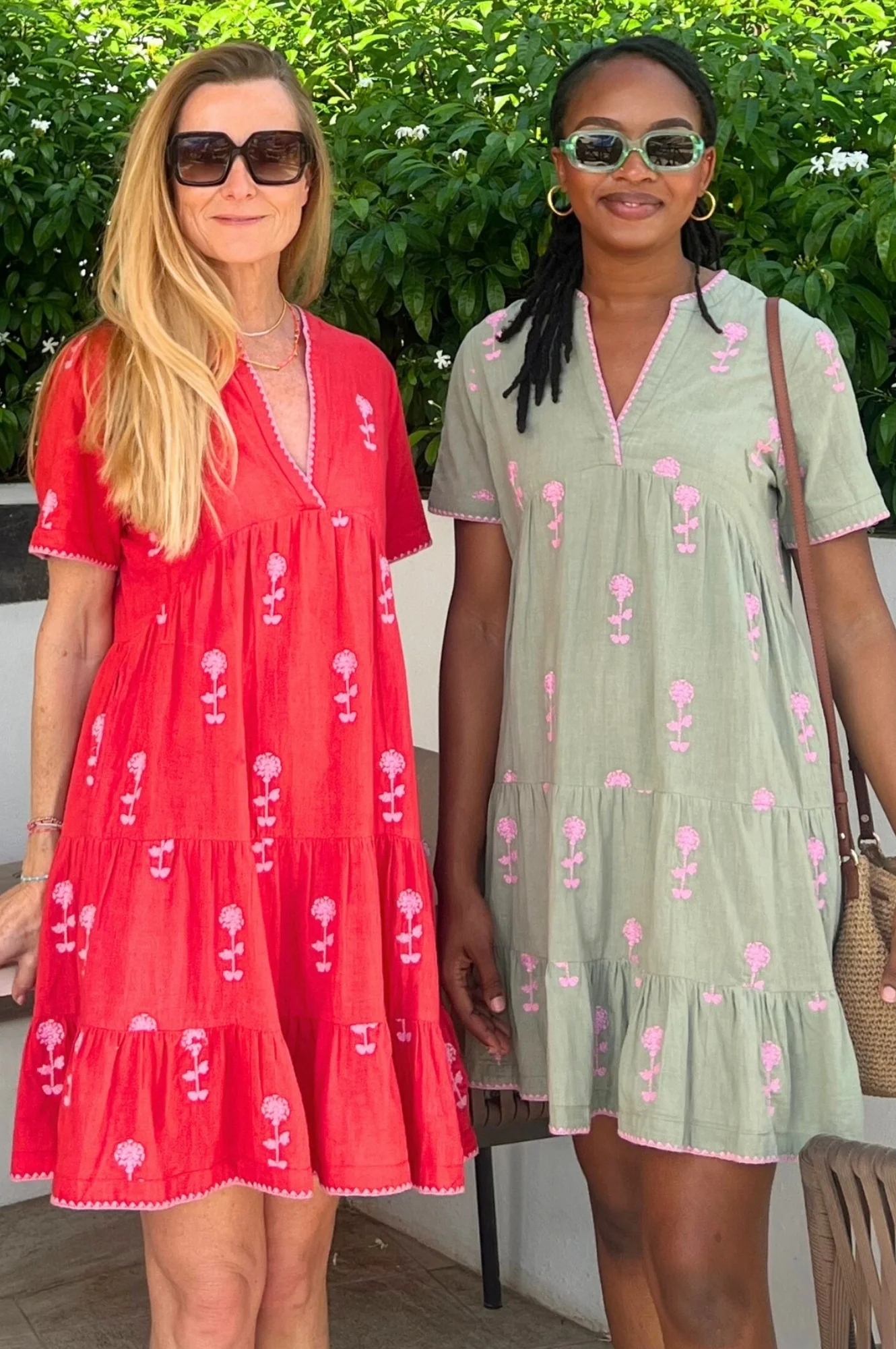 India Embroidered Dress | Red/Pink