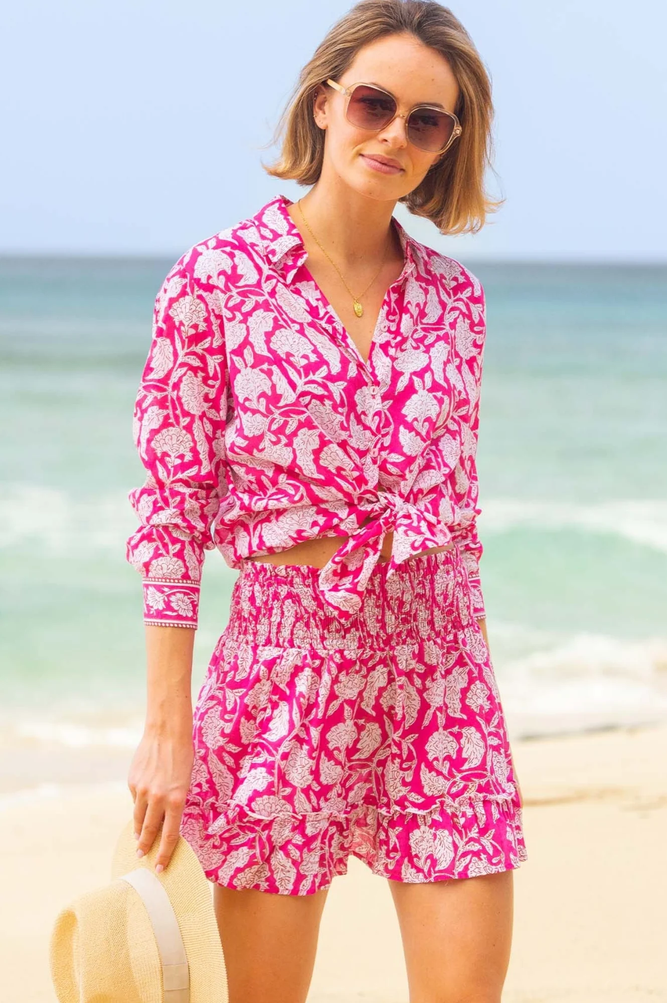 Tiana Organic Cotton Shirt | Dianthus Pink/White