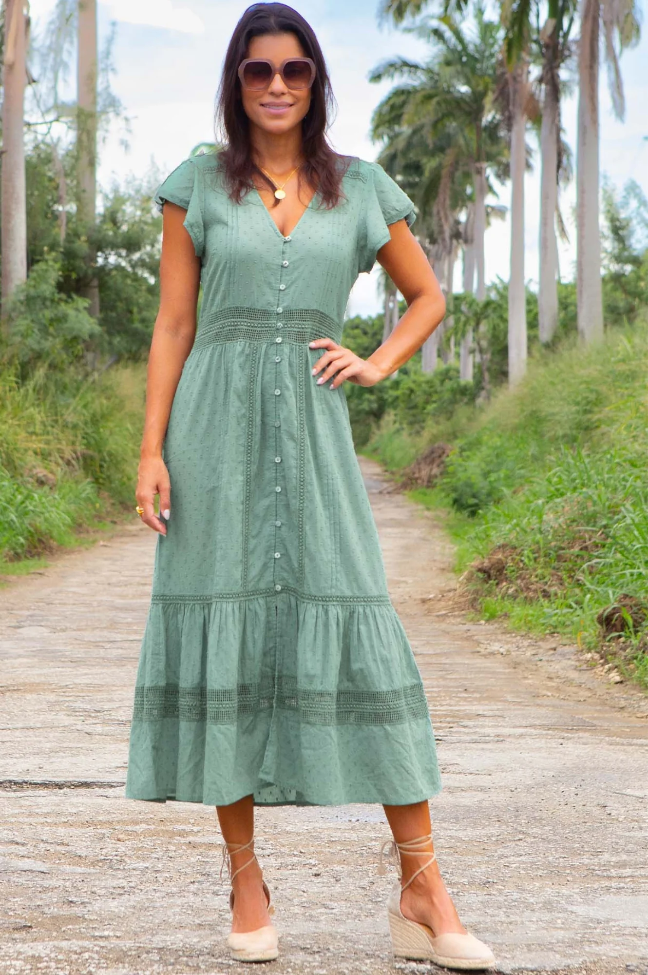 Nyla Beach Midi Dress | Light Khaki