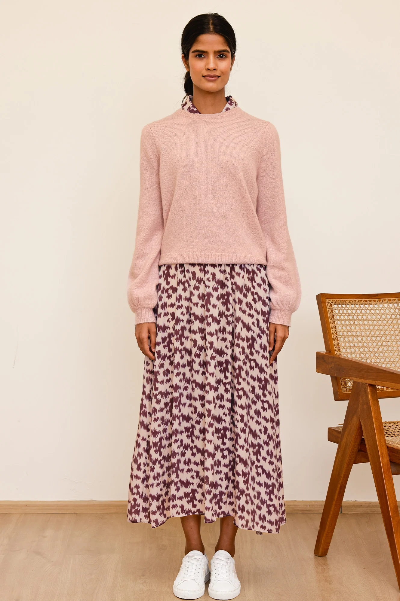 Minette Viscose Crepe Printed Shirt Dress | Animal Ikat Fig