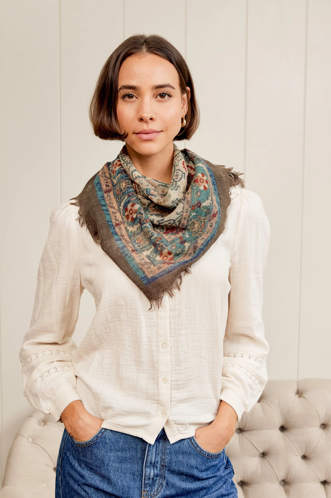 OMBRE Paisley Print square scarf | Multicoloured