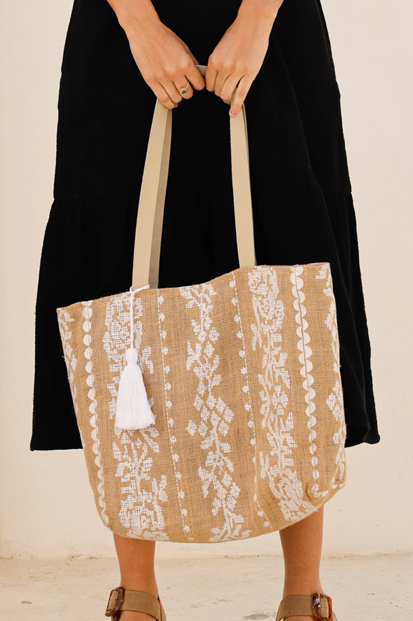Paros Jute Bag | Natural/White