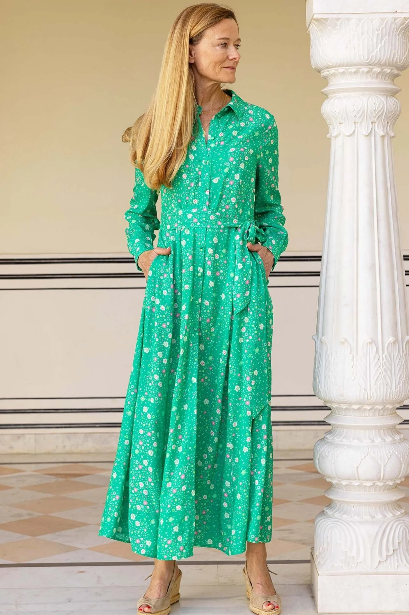 Eliza EcoVero™ Shirt Dress | Ditsy Patchwork Green