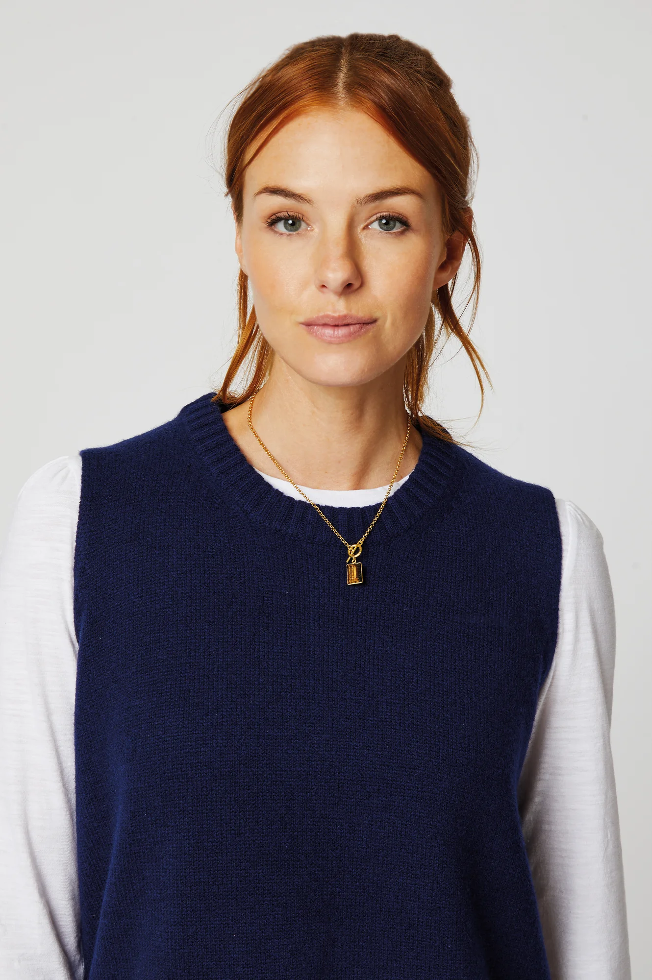 Tiger Eye T-Bar Pendant | Gold