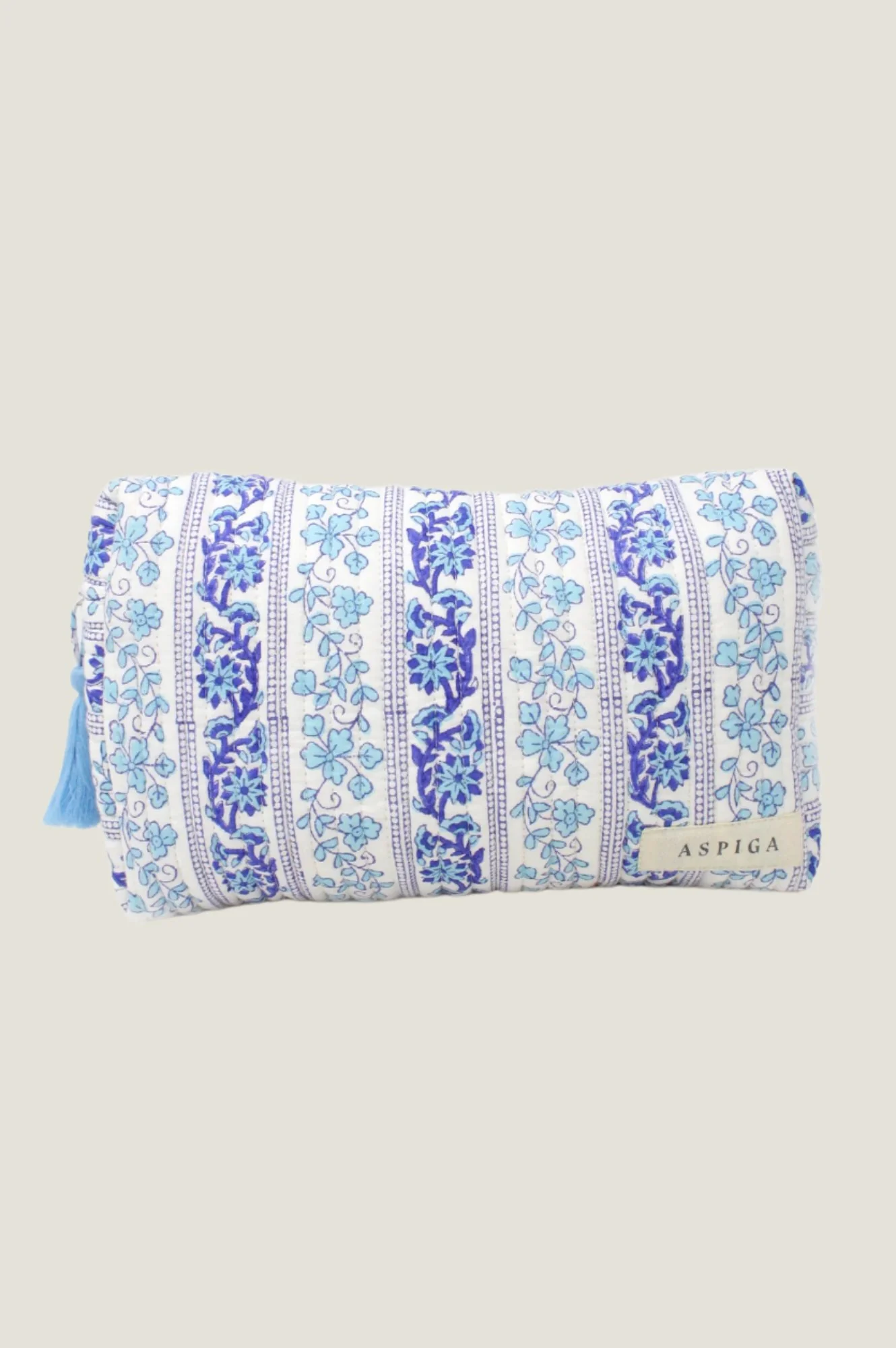 Large Wash Bag | Linear Botanical Blue