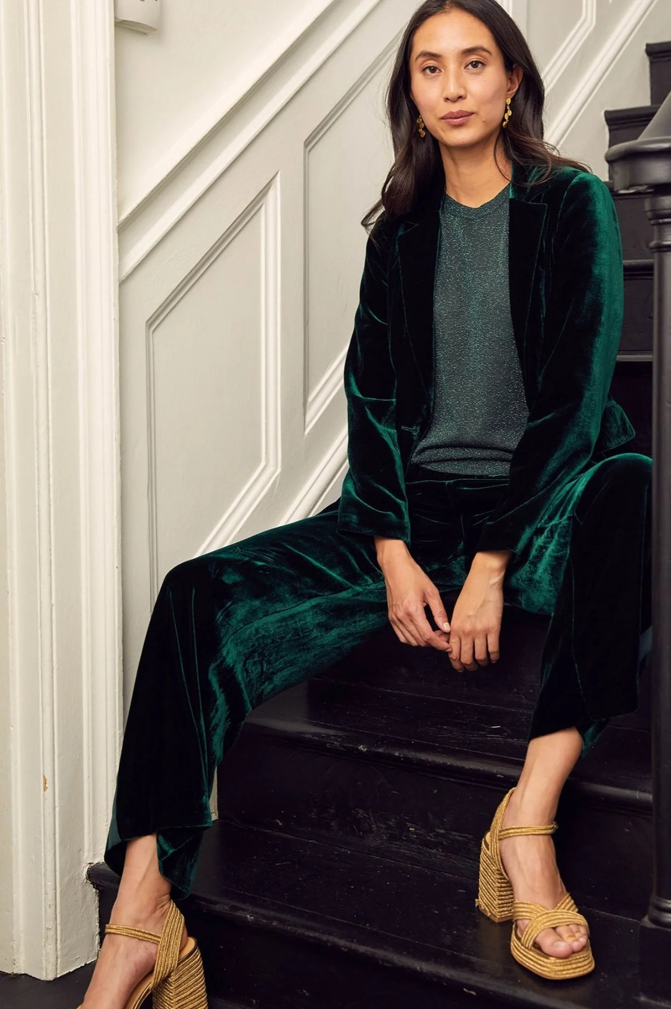Asha Velvet Blazer | Emerald