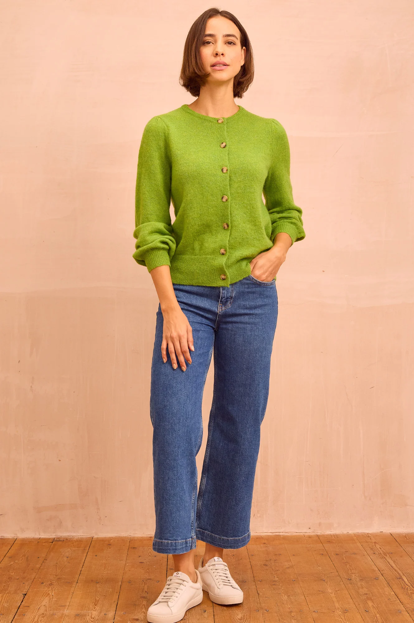 Denim Wide Leg Crop Jean | Mid Wash