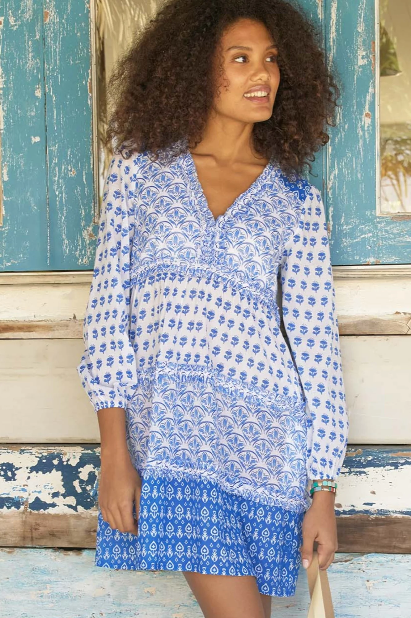 Henrietta Dress | Print Mix White/Blue