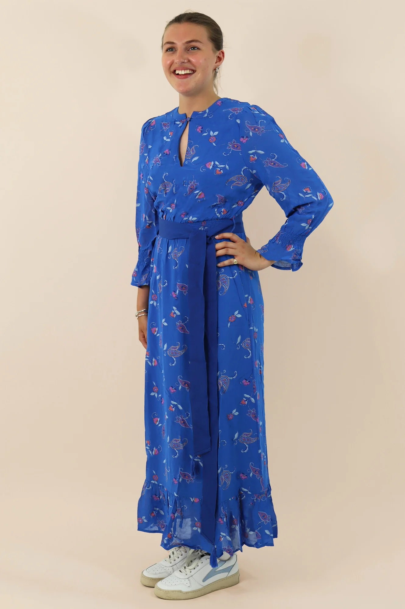 Maeve Georgette Dress | Budding Paisley Cobalt/Orange