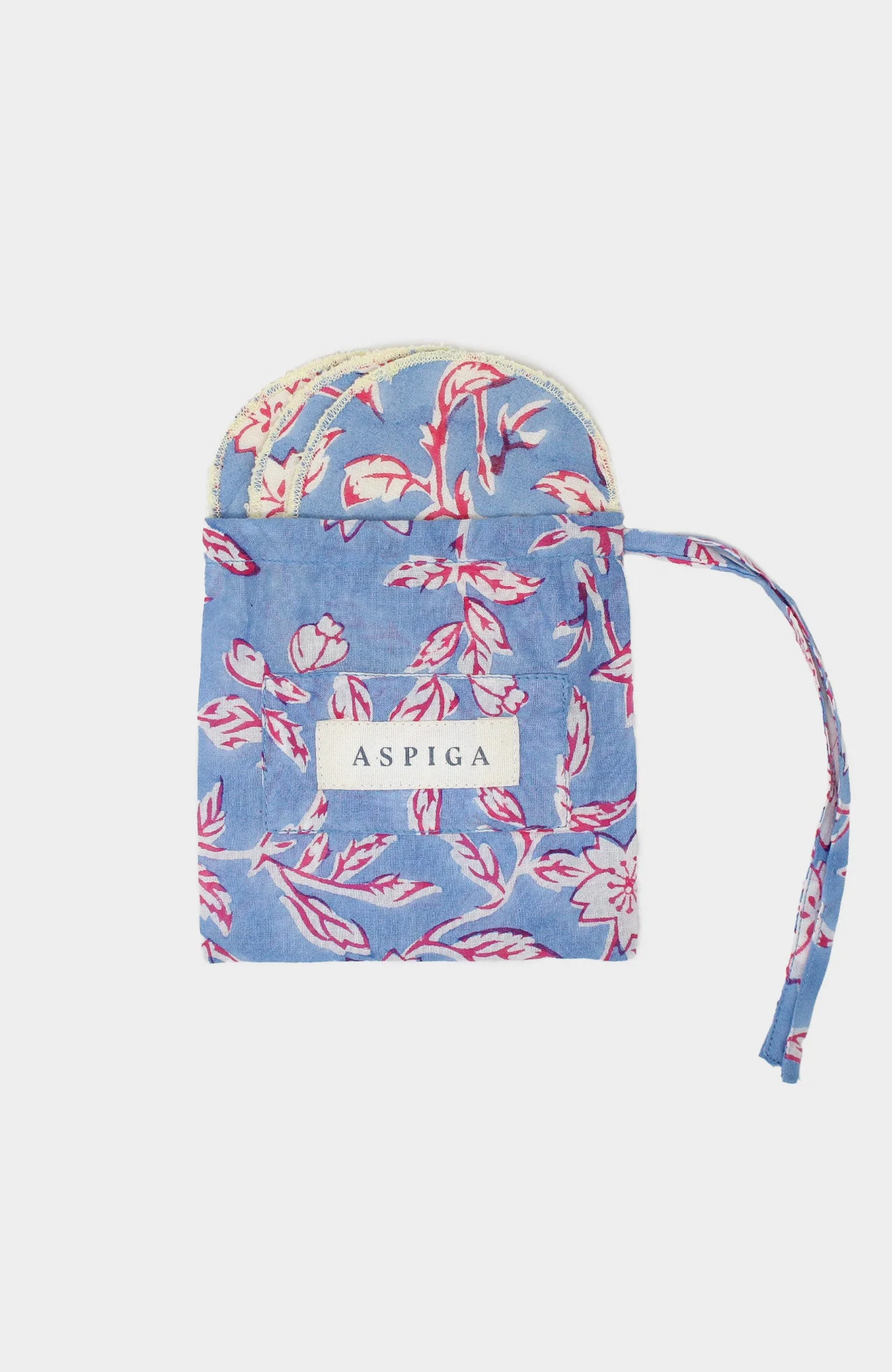 Block Print Face Pads | Japanese Flower Marina Blue