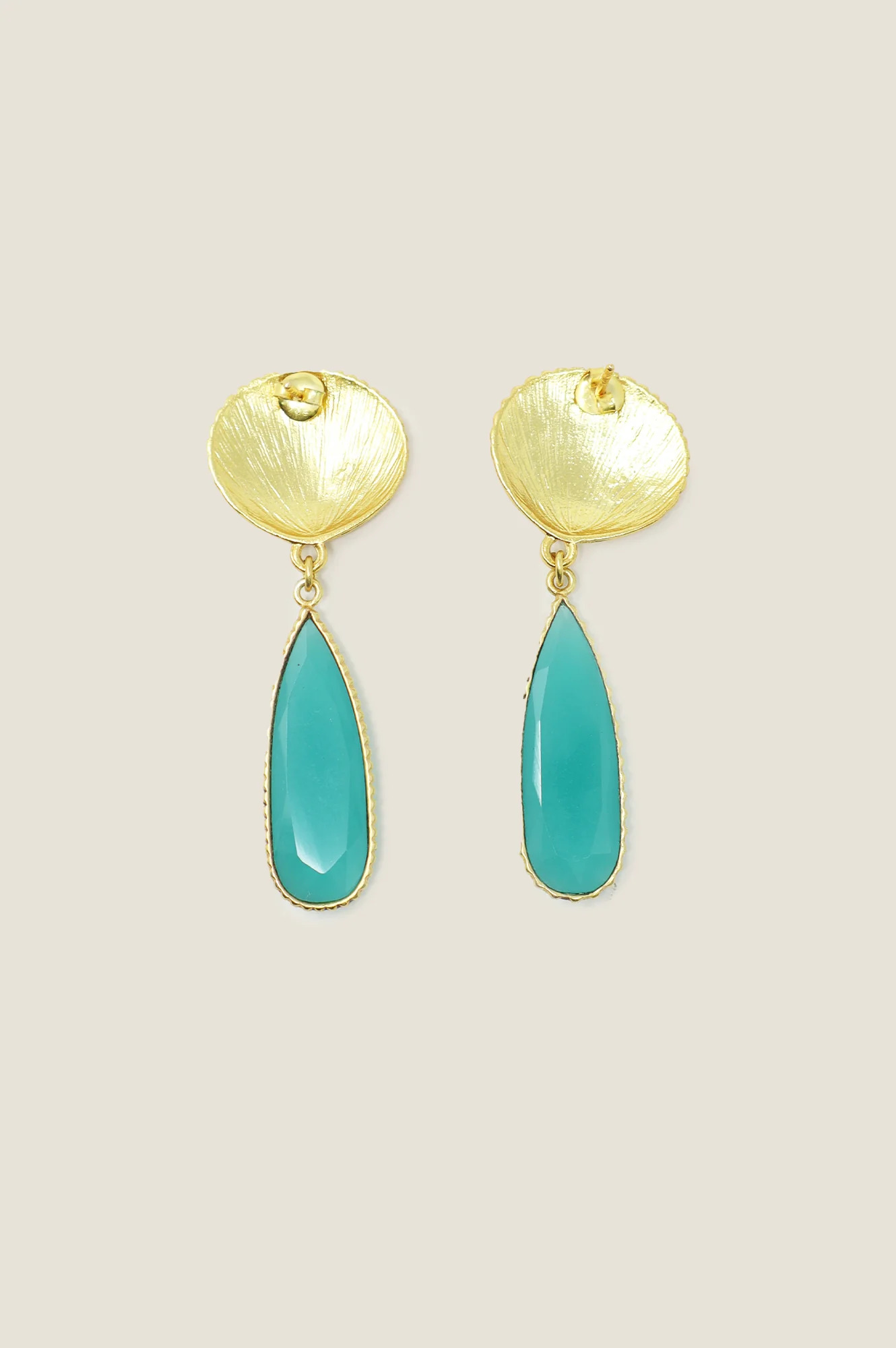 ASHIANA Tria Shell Earrings | Gold/Teal