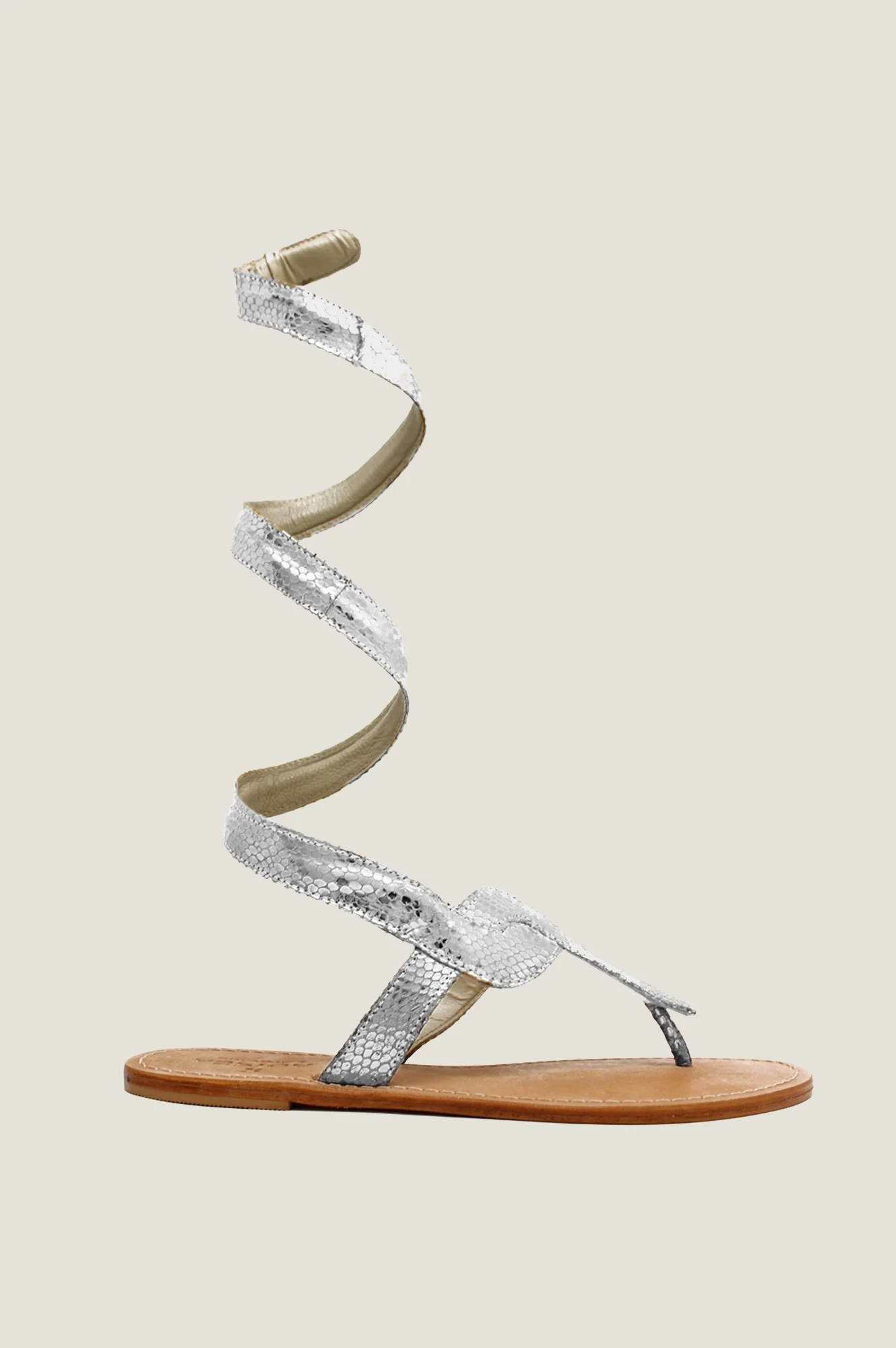Cobra Wrap Sandals | Silver