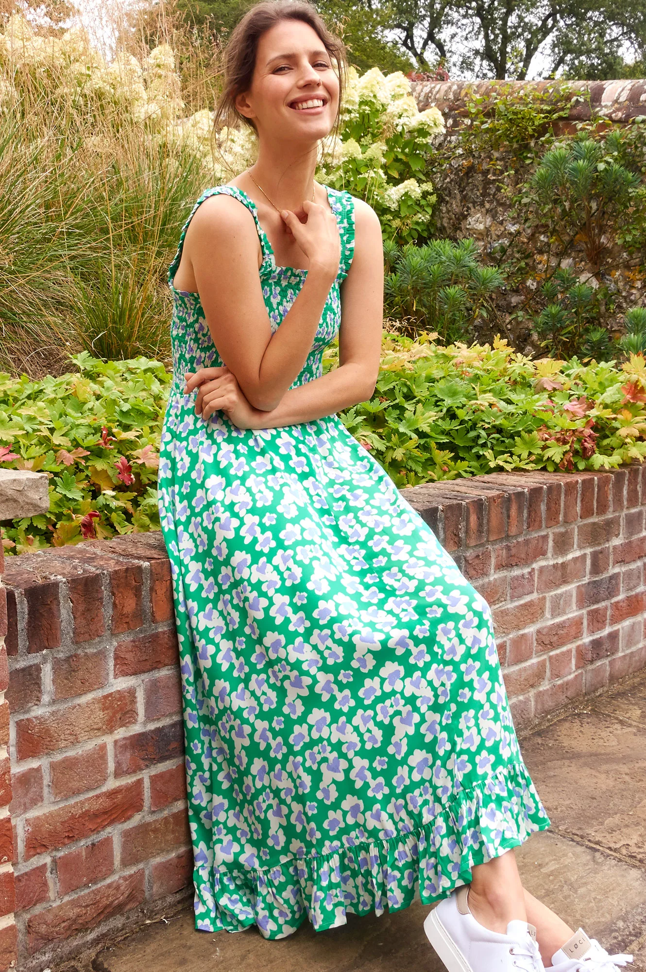 Rhianna Dress | Flower Green/Purple