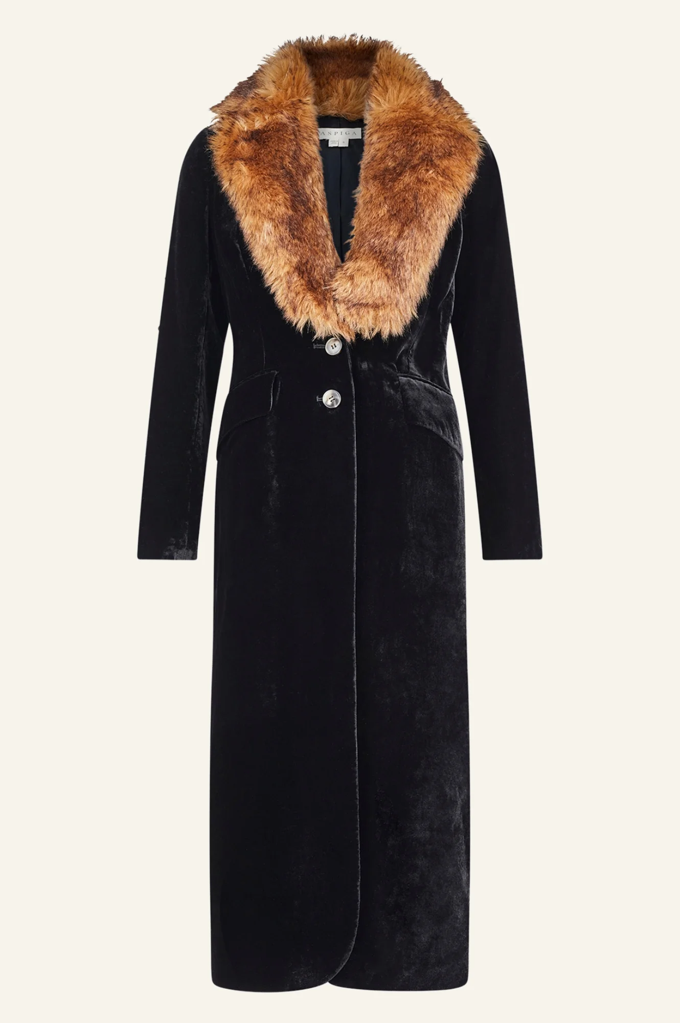 Velvet Opera Coat With Detachable Fur | Black