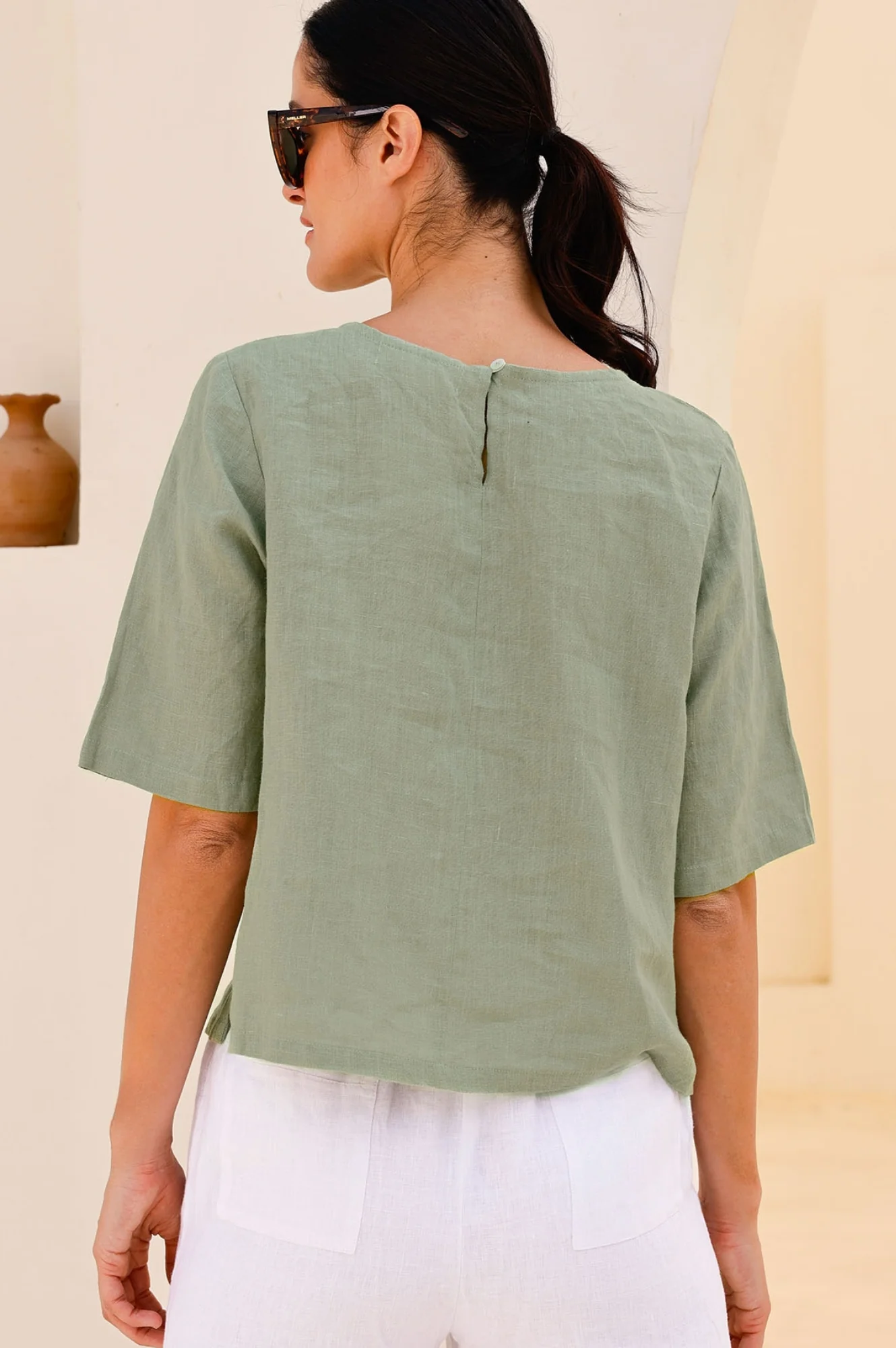Linen Shell Top | Light Khaki