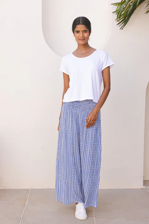 Brady Skirt | Santorini Border Blue/White