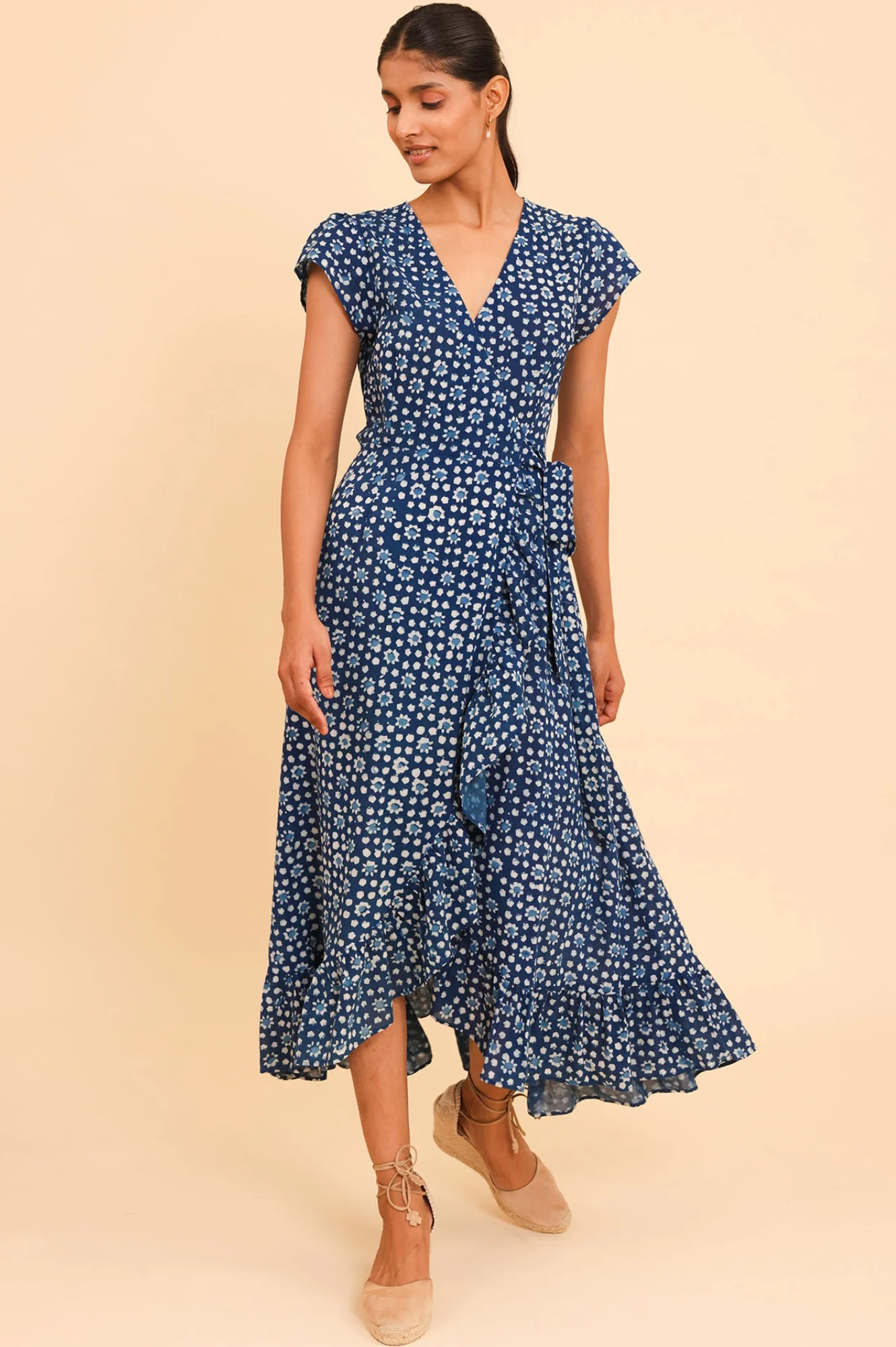 Demi Organic Cotton Wrap Dress | Navy