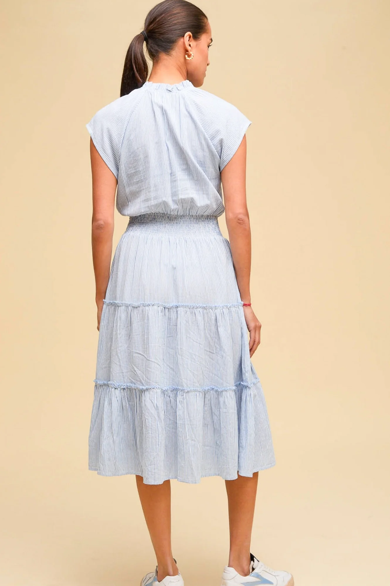 Riley Organic Cotton Dress | Stripe Blue/White