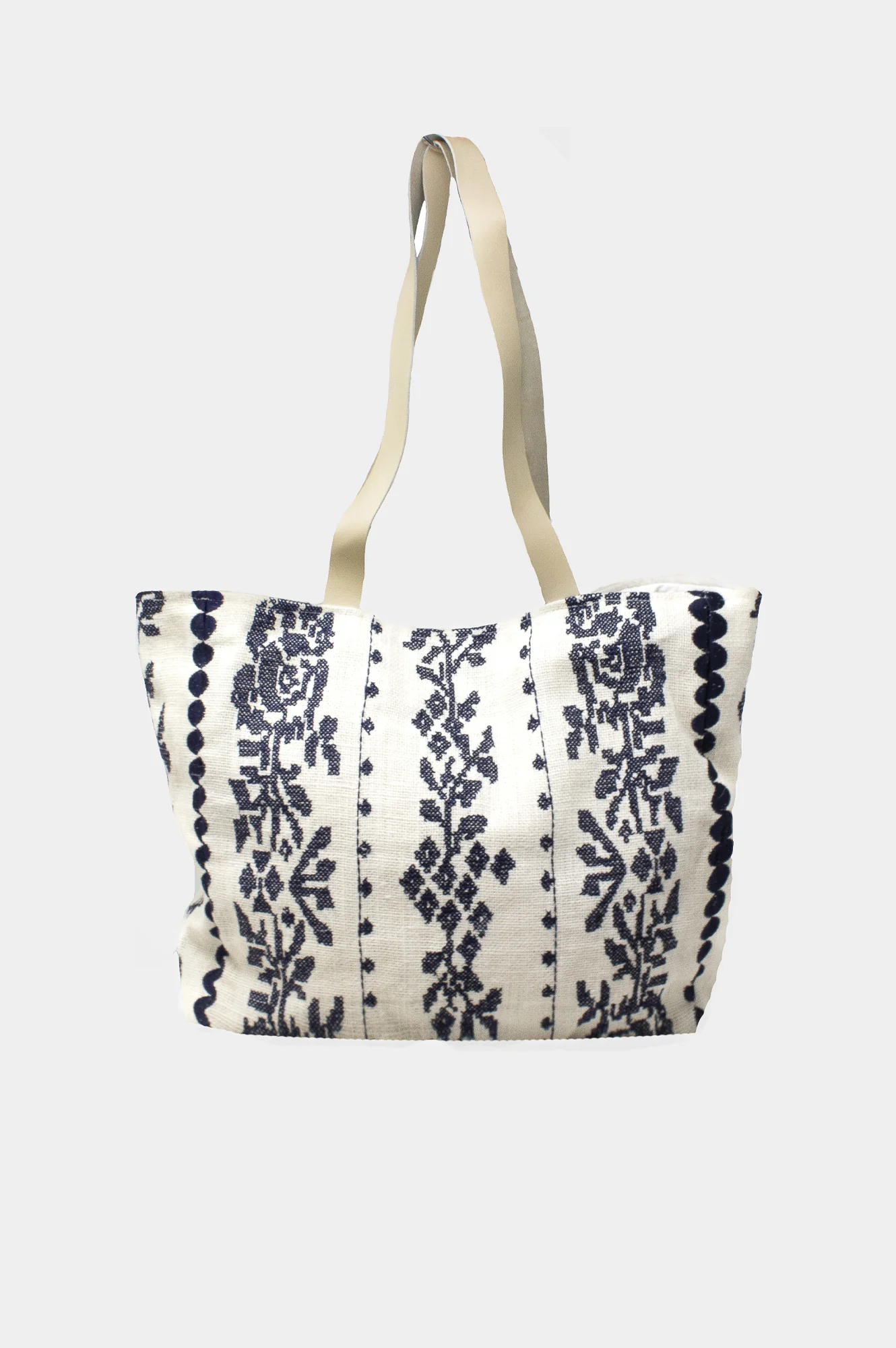 Paros Jute Bag | White/Navy