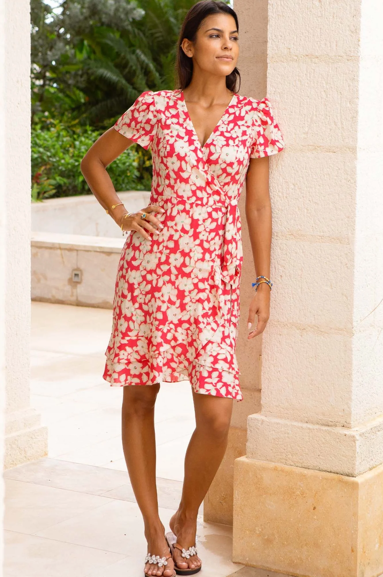 Chelsea EcoVero™ Wrap Dress | Blossom Pink/Cream